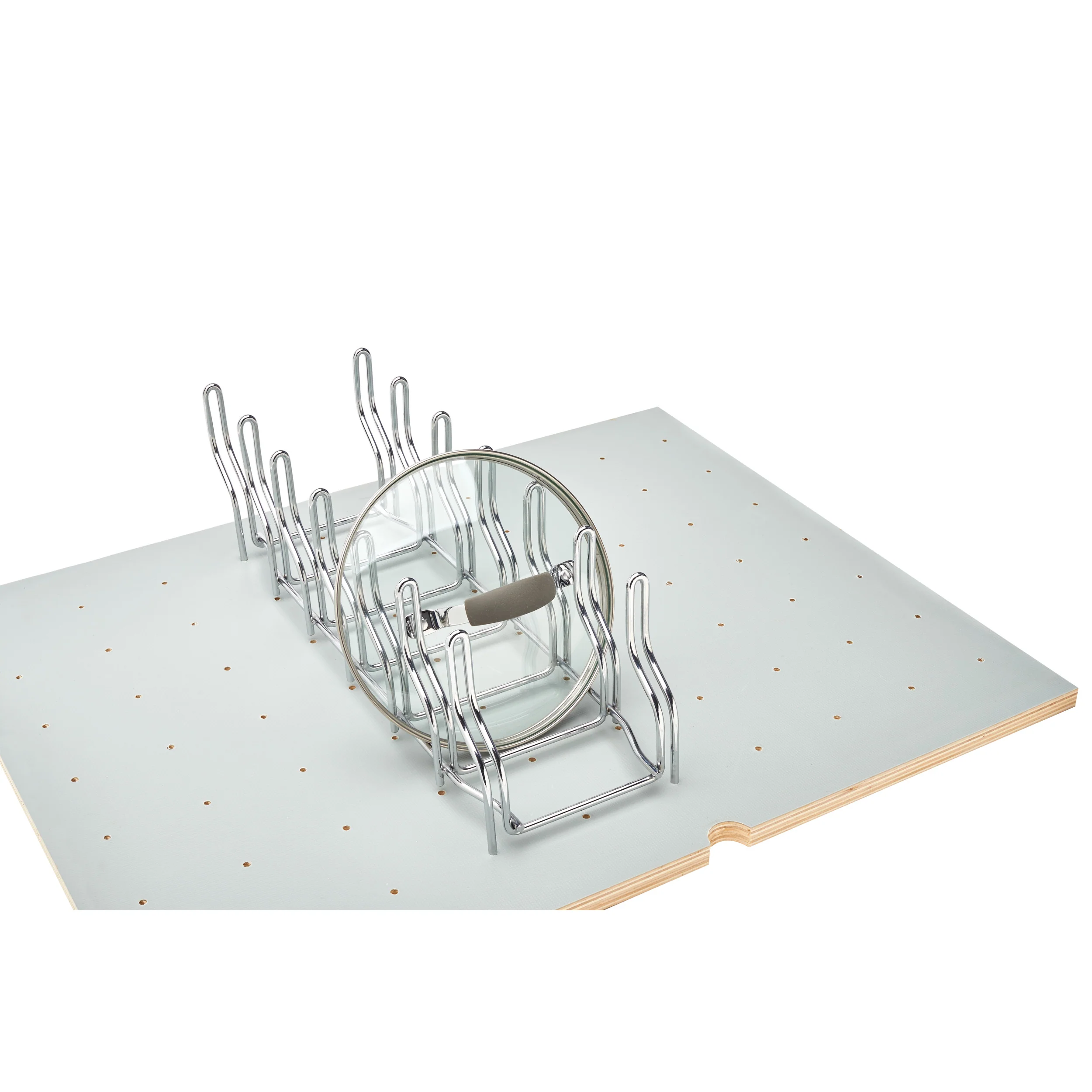 Chrome Lid Organizer for Drawer Peg Boards Chrome  5.25 in (133 mm) W x 16.88 in (429 mm) D x 5.38 in (137 mm) H - Image 2
