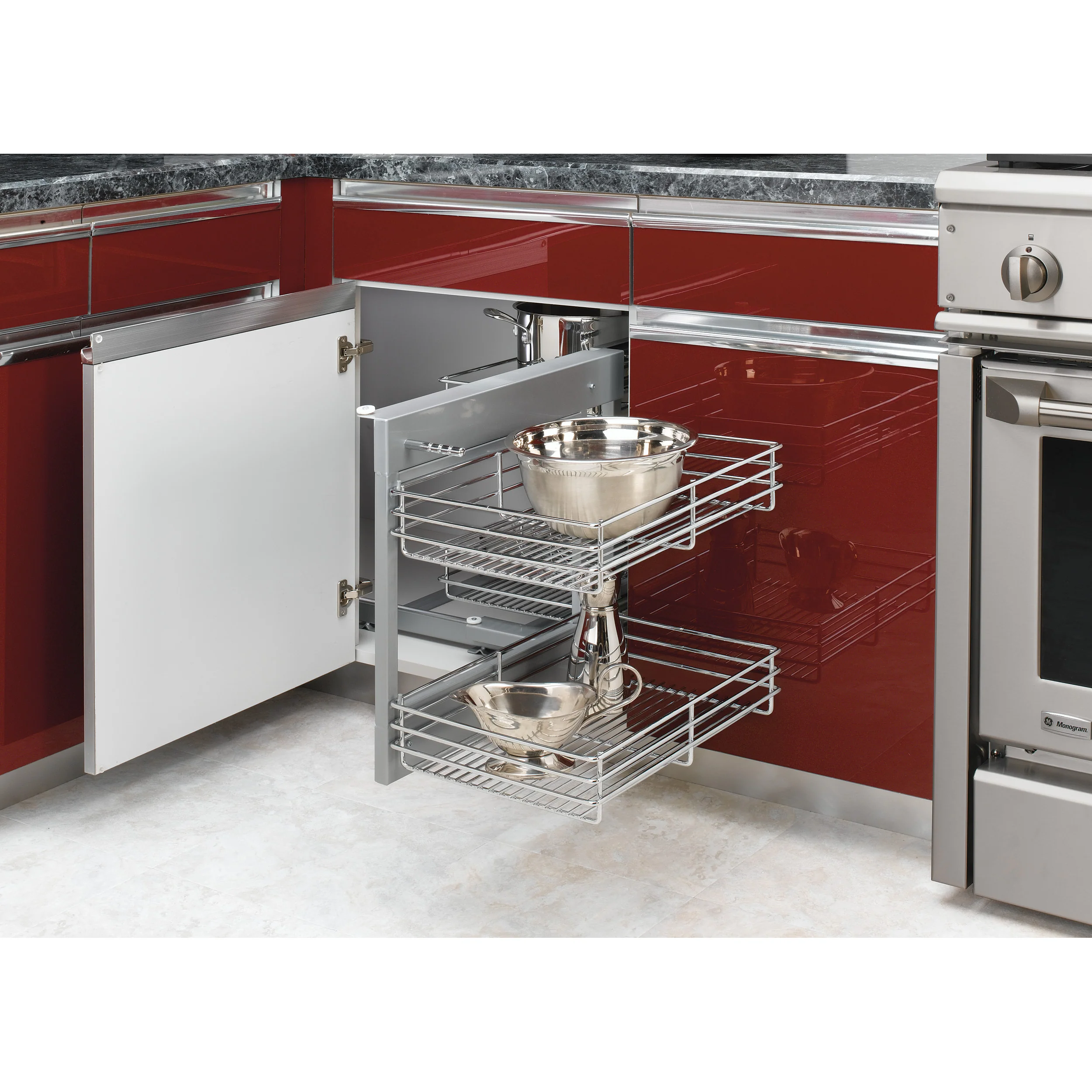 15 in Chrome Blind Corner Organizer Chrome  26.25 in (667 mm) W x 20.25 in (514 mm) D x 20.88 in (530 mm) H - Image 6