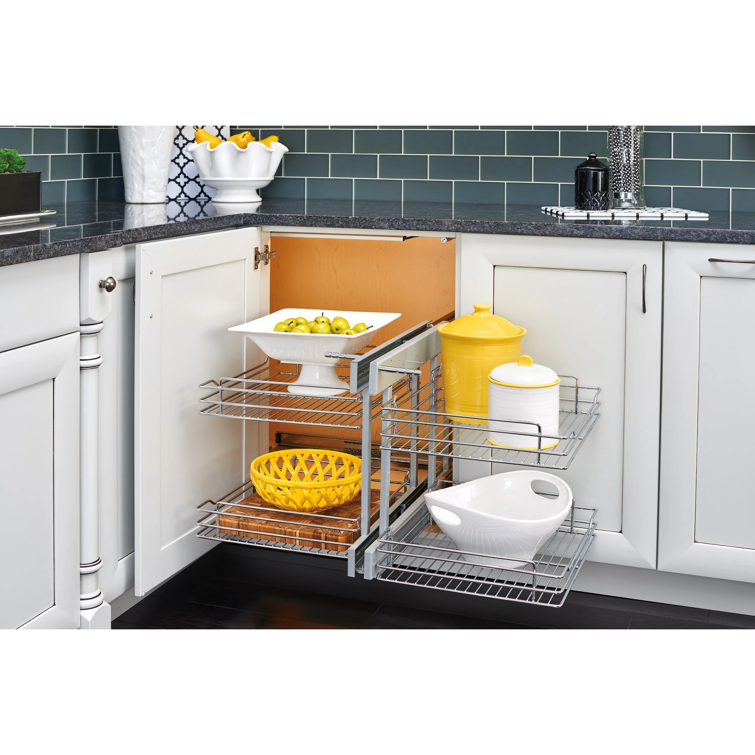 18 in Chrome Blind Corner Organizer Soft-Close Chrome  32.25 in (819 mm) W x 20.25 in (514 mm) D x 21 in (533 mm) H - Image 4