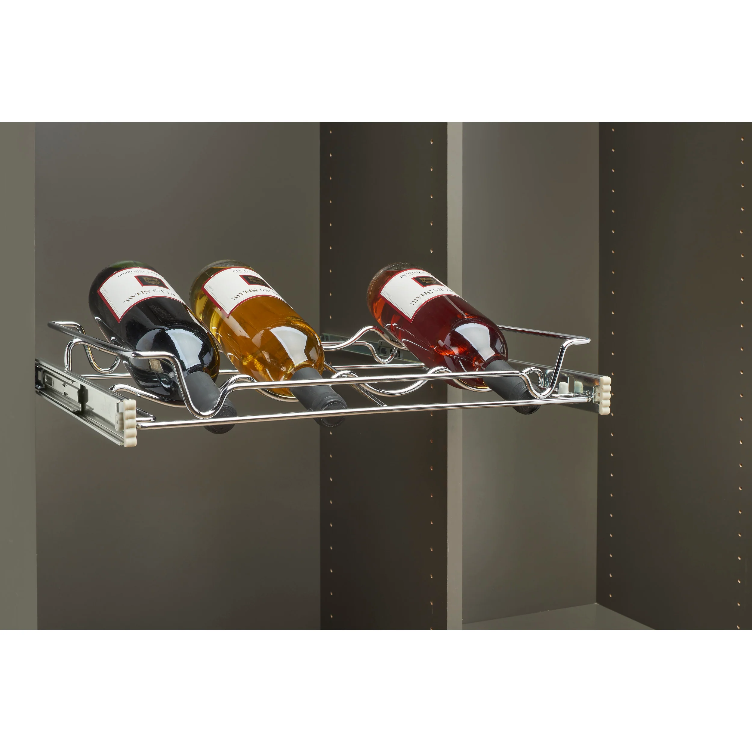 30 in Deluxe Sliding Wine Rack Chrome  30 in (762 mm) W x 14 in (356 mm) D x 2.36 in (60 mm) H - Image 3