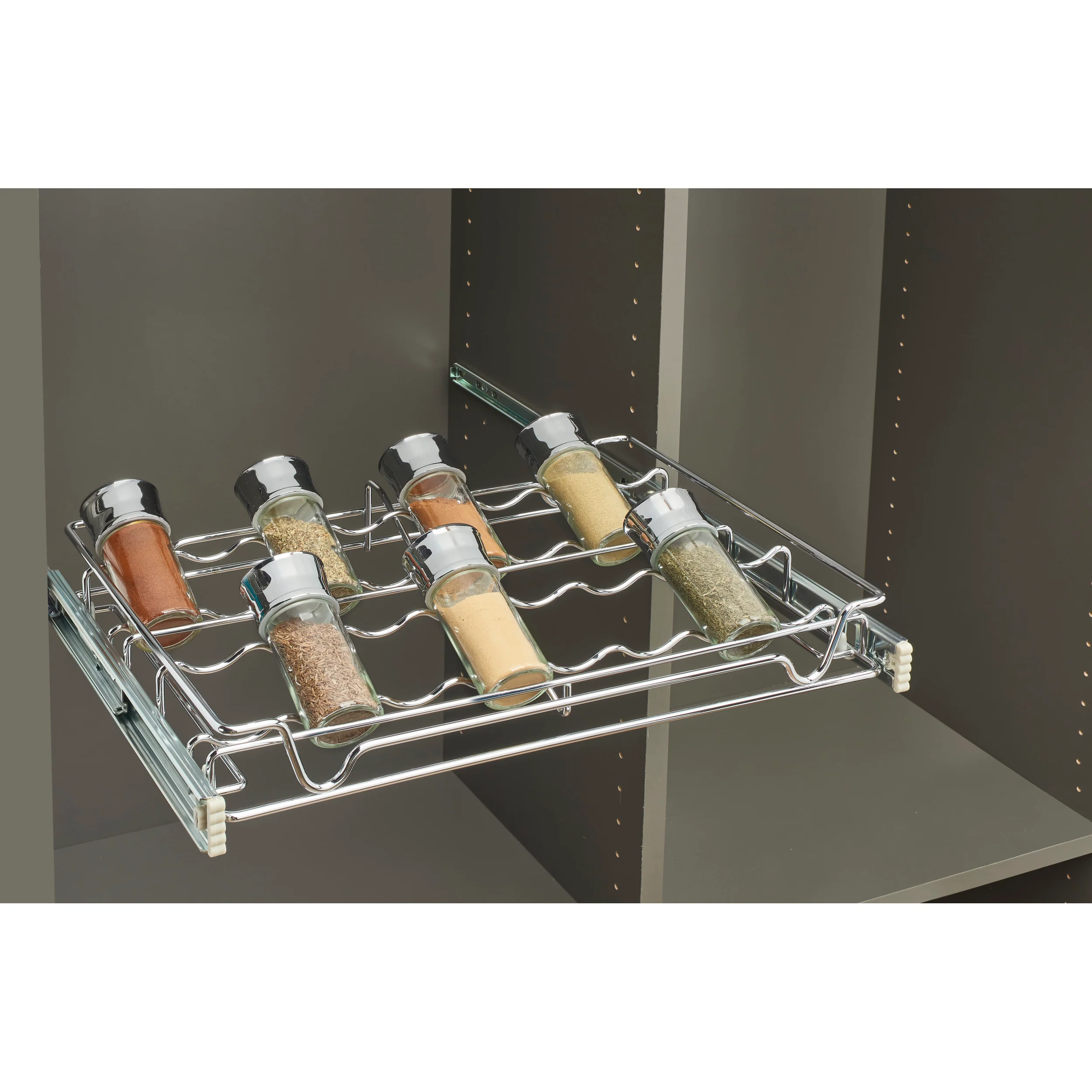 18 in Deluxe Sliding Spice/Can Rack Chrome  18 in (457 mm) W x 14 in (356 mm) D x 2.36 in (60 mm) H - Image 5