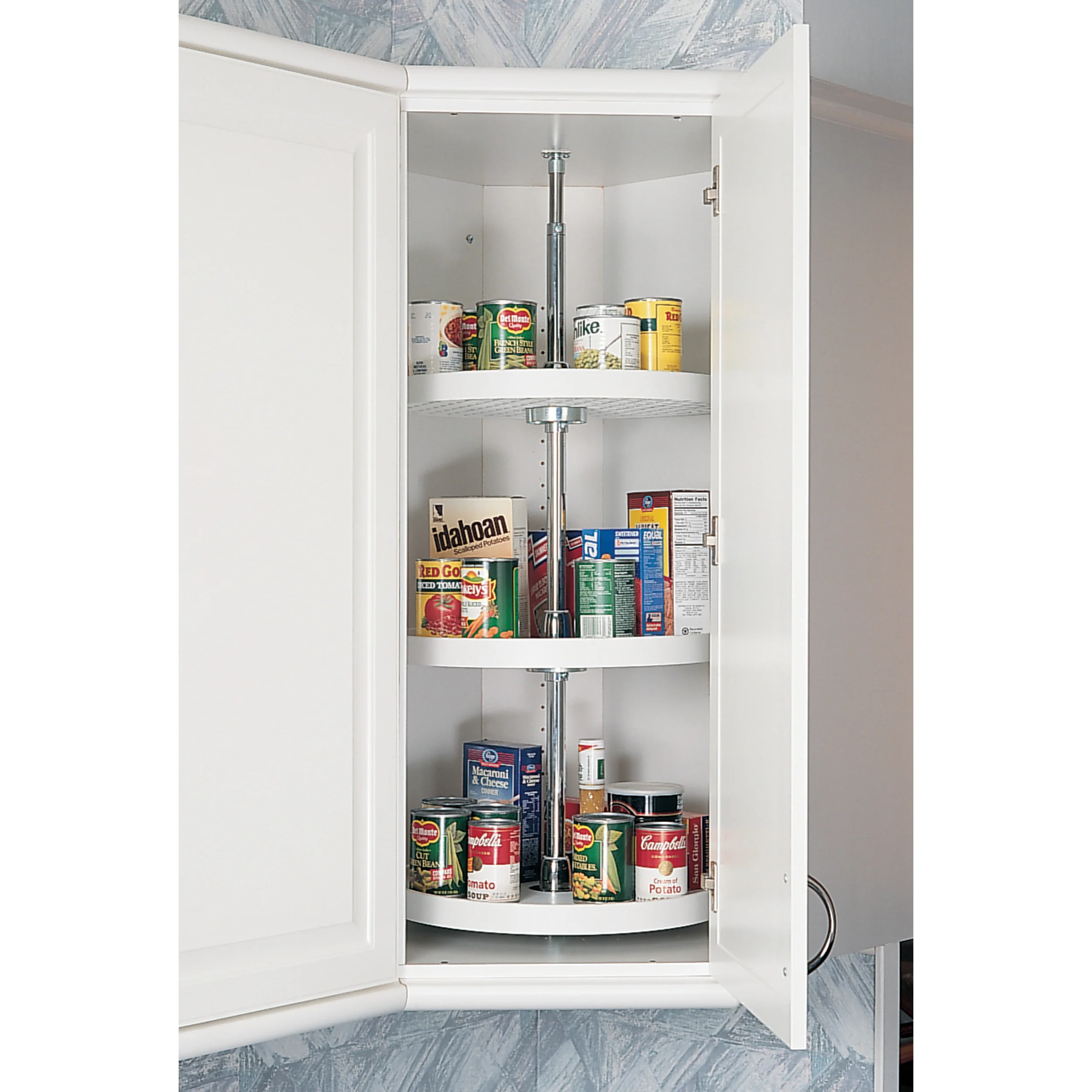 18 in White Polymer Full Circle Lazy Susans 3-Shelf White  18 in (457 mm) W x 18 in (457 mm) D x 38 in (965 mm) H