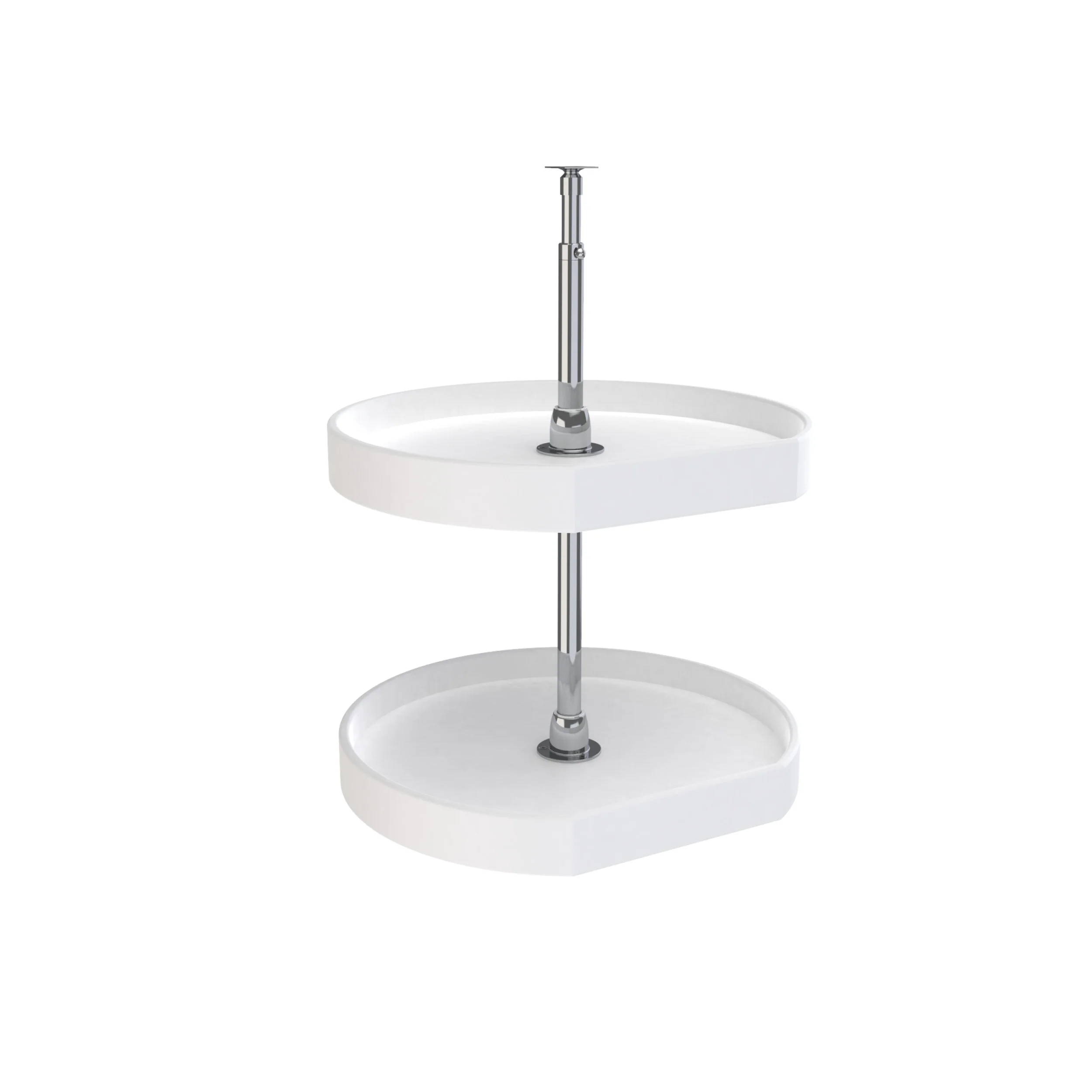 20 in White Polymer D-Shape Lazy Susans 2-Shelf White  20 in (508 mm) W x 20 in (508 mm) D x 26 in (660 mm) H - Image 2