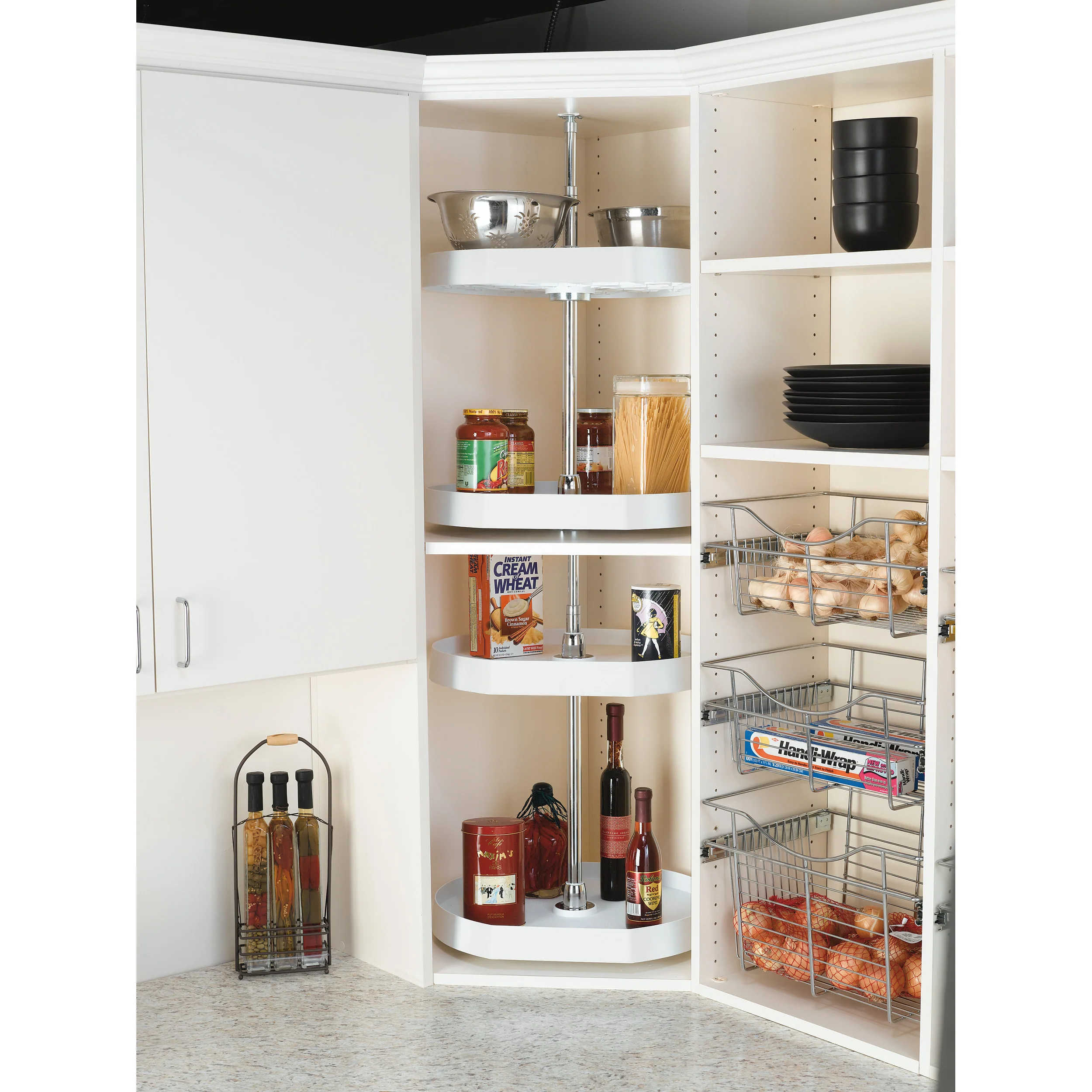 20 in Almond Polymer D-Shape Lazy Susans 2-Shelf Almond  20 in (508 mm) W x 20 in (508 mm) D x 26 in (660 mm) H - Image 4