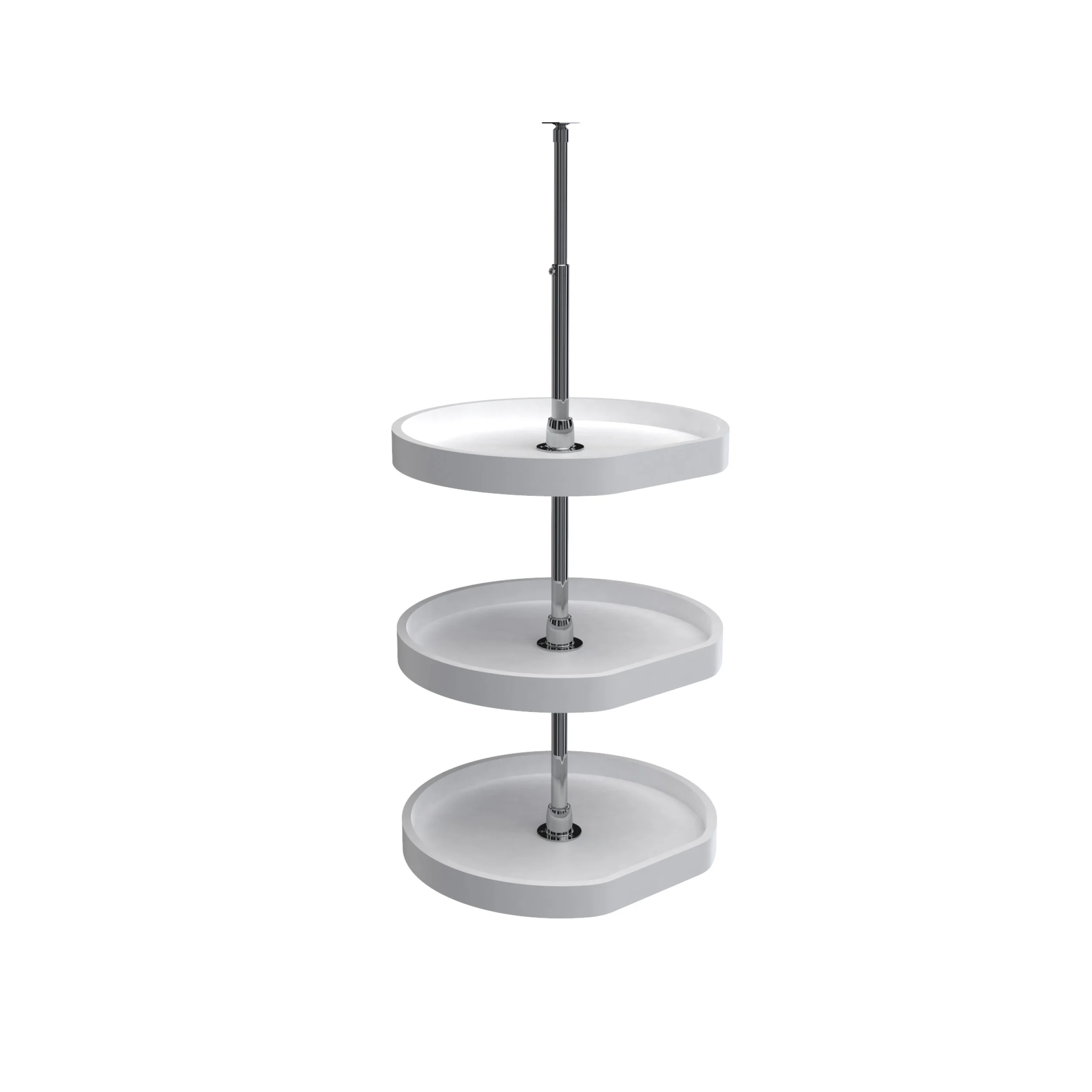 20 in White Polymer D-Shape Lazy Susans 3-Shelf White  20 in (508 mm) W x 20 in (508 mm) D x 38 in (965 mm) H