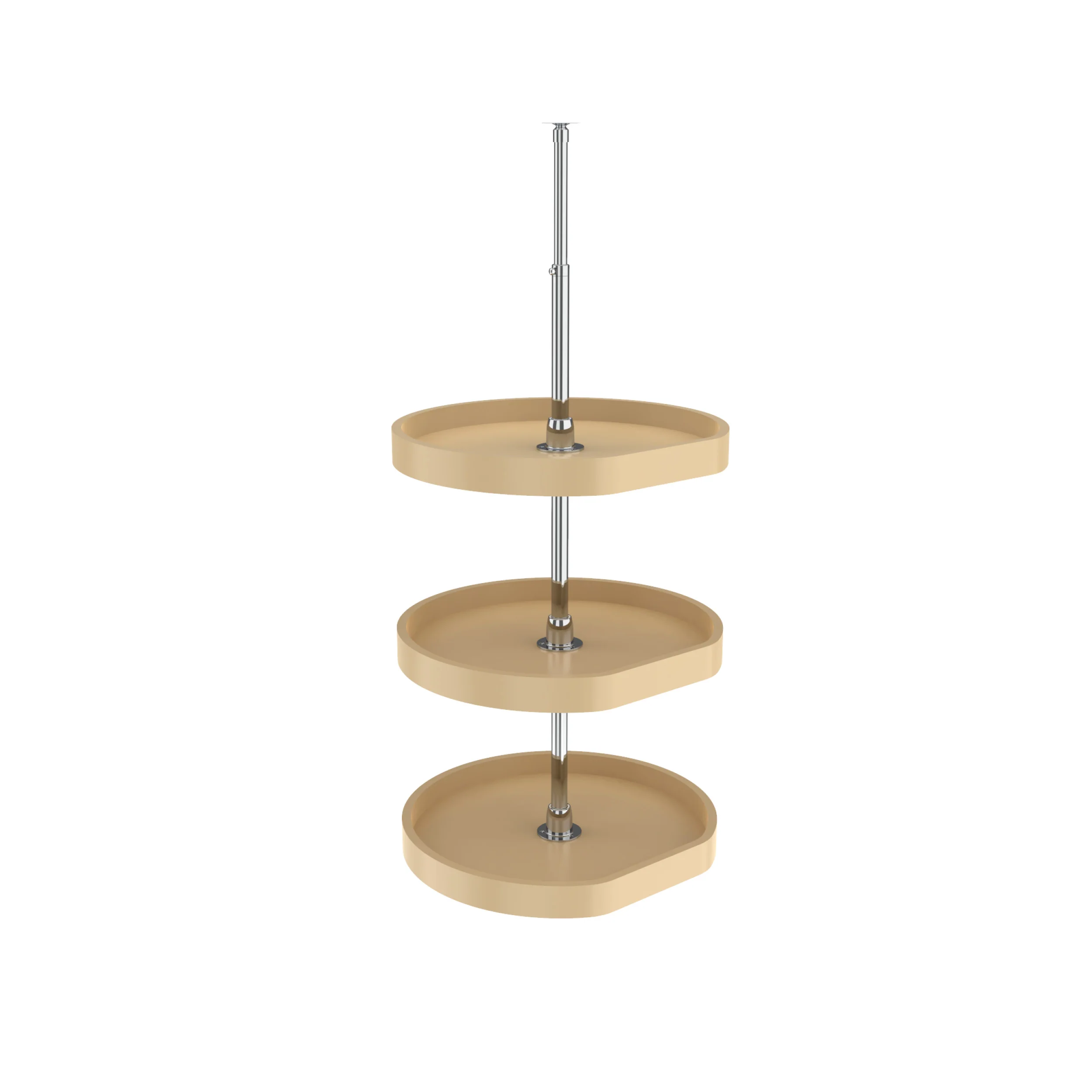 20 in Almond Polymer D-Shape Lazy Susans 3-Shelf Almond  20 in (508 mm) W x 20 in (508 mm) D x 38 in (965 mm) H - Image 3