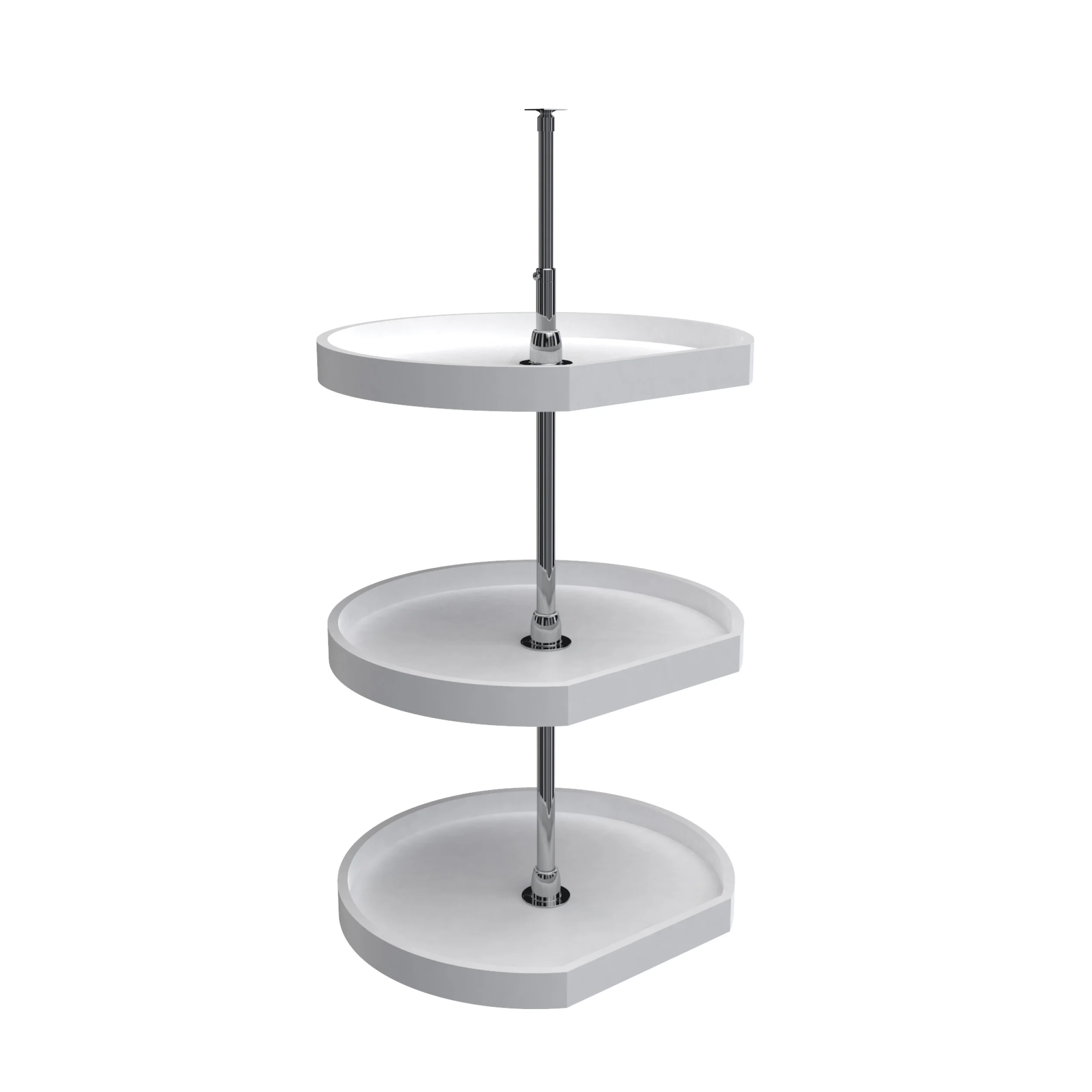 22 in White Polymer D-Shape Lazy Susans 3-Shelf White  22 in (559 mm) W x 22 in (559 mm) D x 38 in (965 mm) H - Image 3