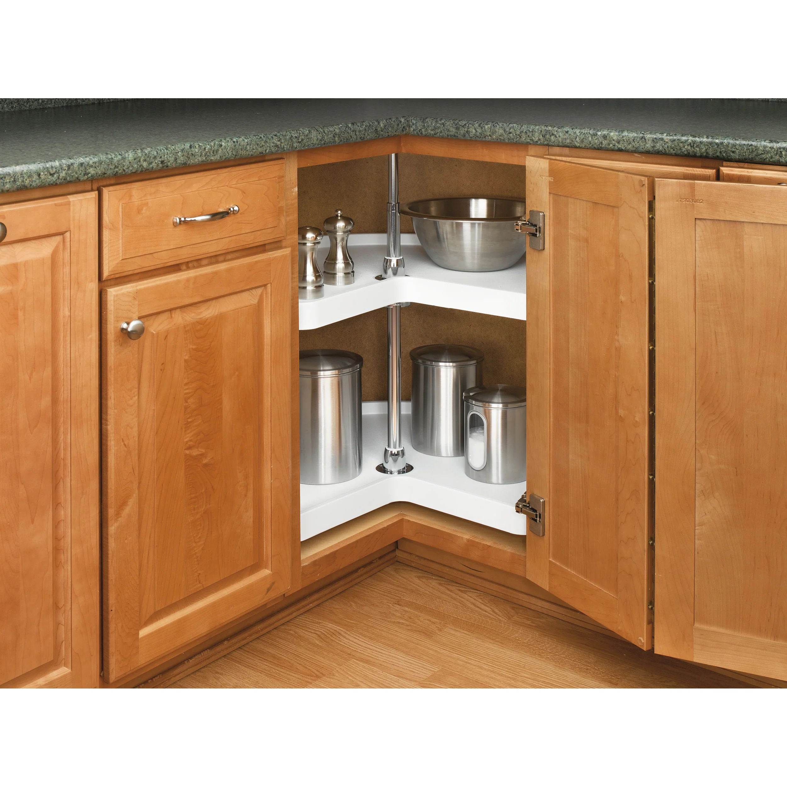 24 in White Polymer Kidney Lazy Susans 2-Shelf White  24 in (610 mm) W x 24 in (610 mm) D x 26 in (660 mm) H - Image 3
