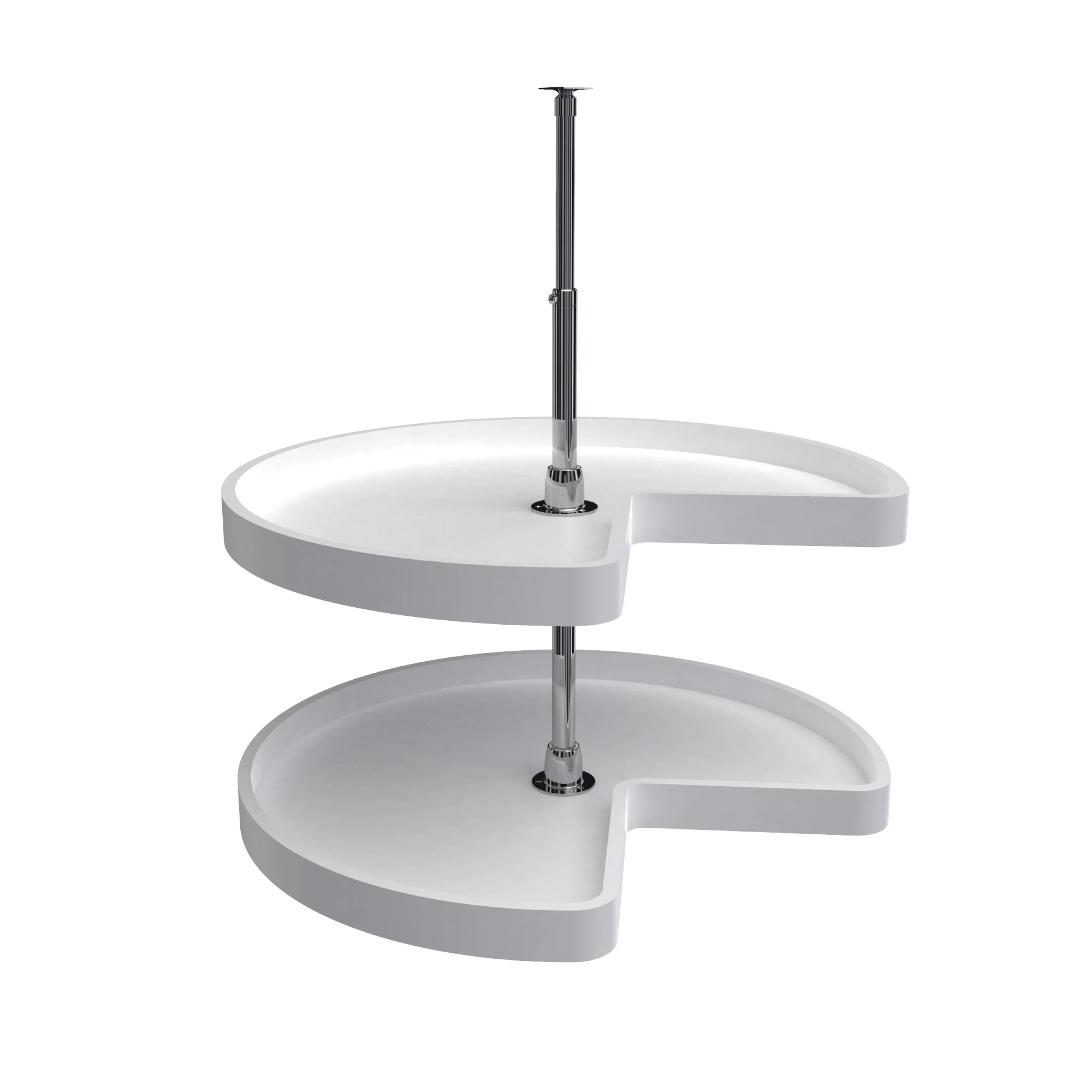 28 in White Polymer Kidney Lazy Susans 2-Shelf White  28 in (711 mm) W x 28 in (711 mm) D x 26 in (660 mm) H - Image 3