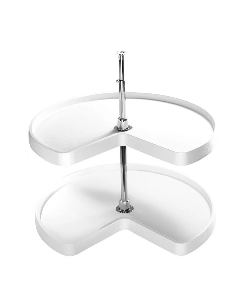 28 in White Polymer Kidney Lazy Susans 2-Shelf White  28 in (711 mm) W x 28 in (711 mm) D x 26 in (660 mm) H - Image 5