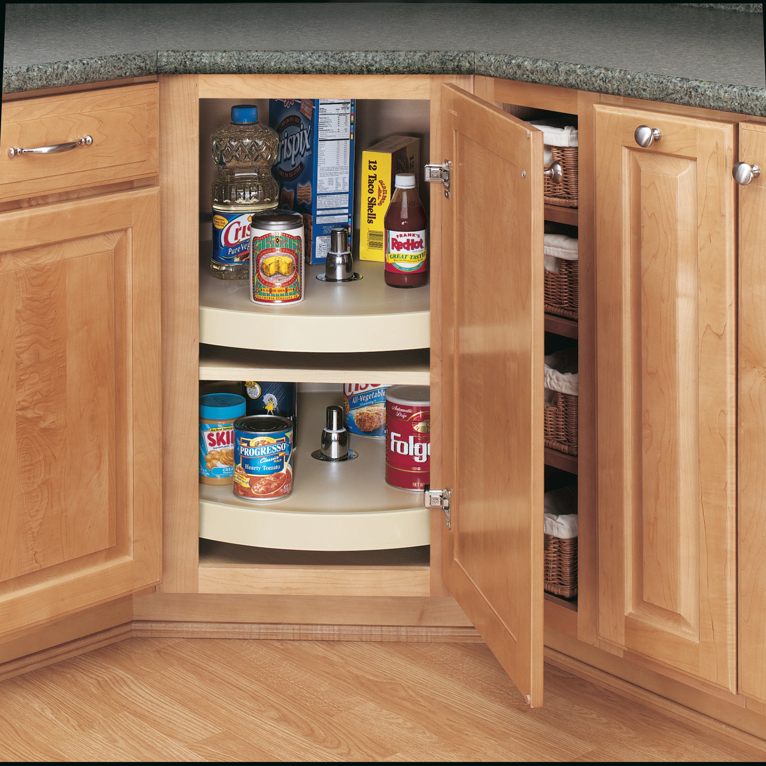20 in Almond Polymer Full Circle Lazy Susan w/bottom mount Almond  20 in (508 mm) W x 20 in (508 mm) D x 2.5 in (64 mm) H - Image 2