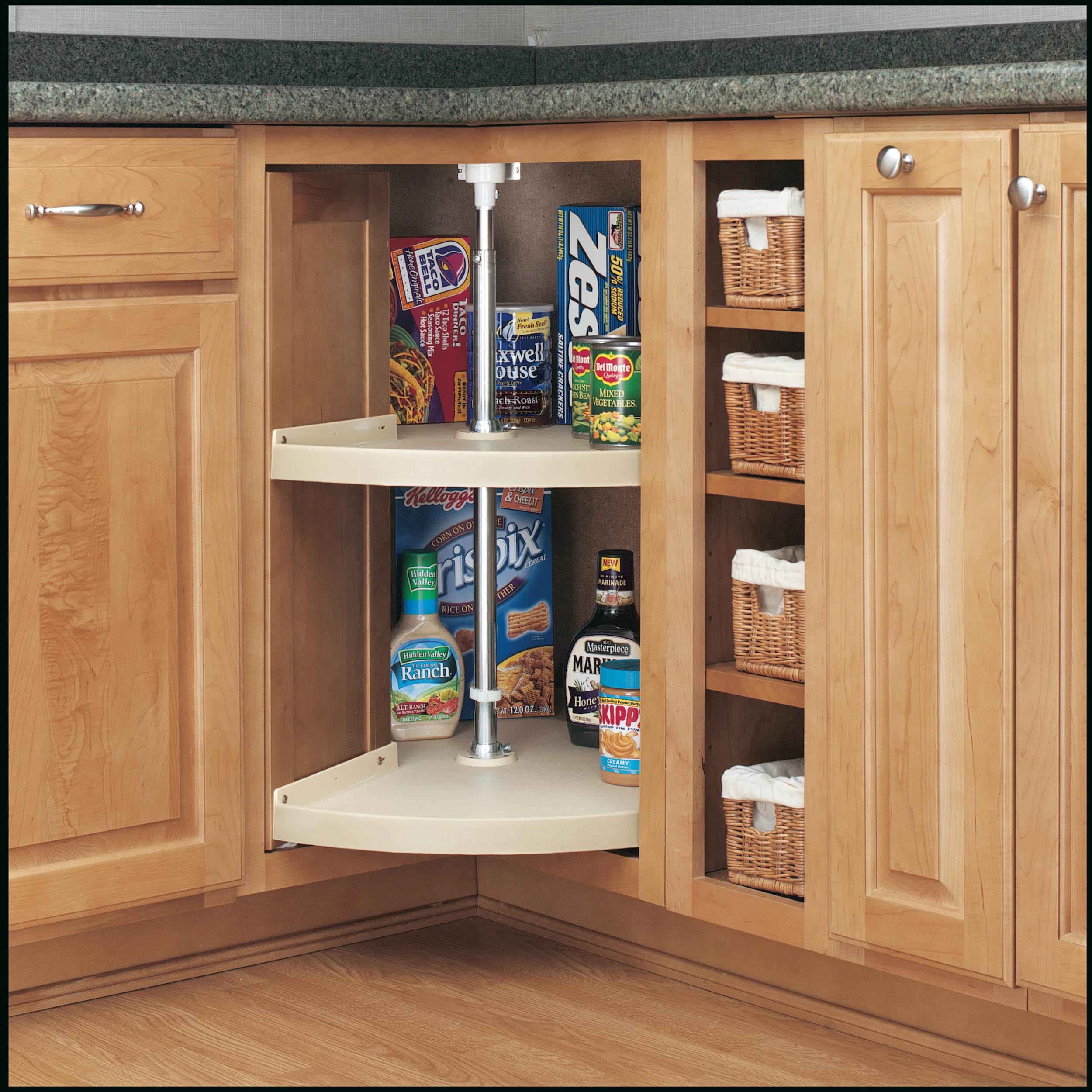 24 in Almond Polymer Pie-Cut Lazy Susans 2-Shelf Almond  24 in (610 mm) W x 24 in (610 mm) D x 26 in (660 mm) H - Image 3