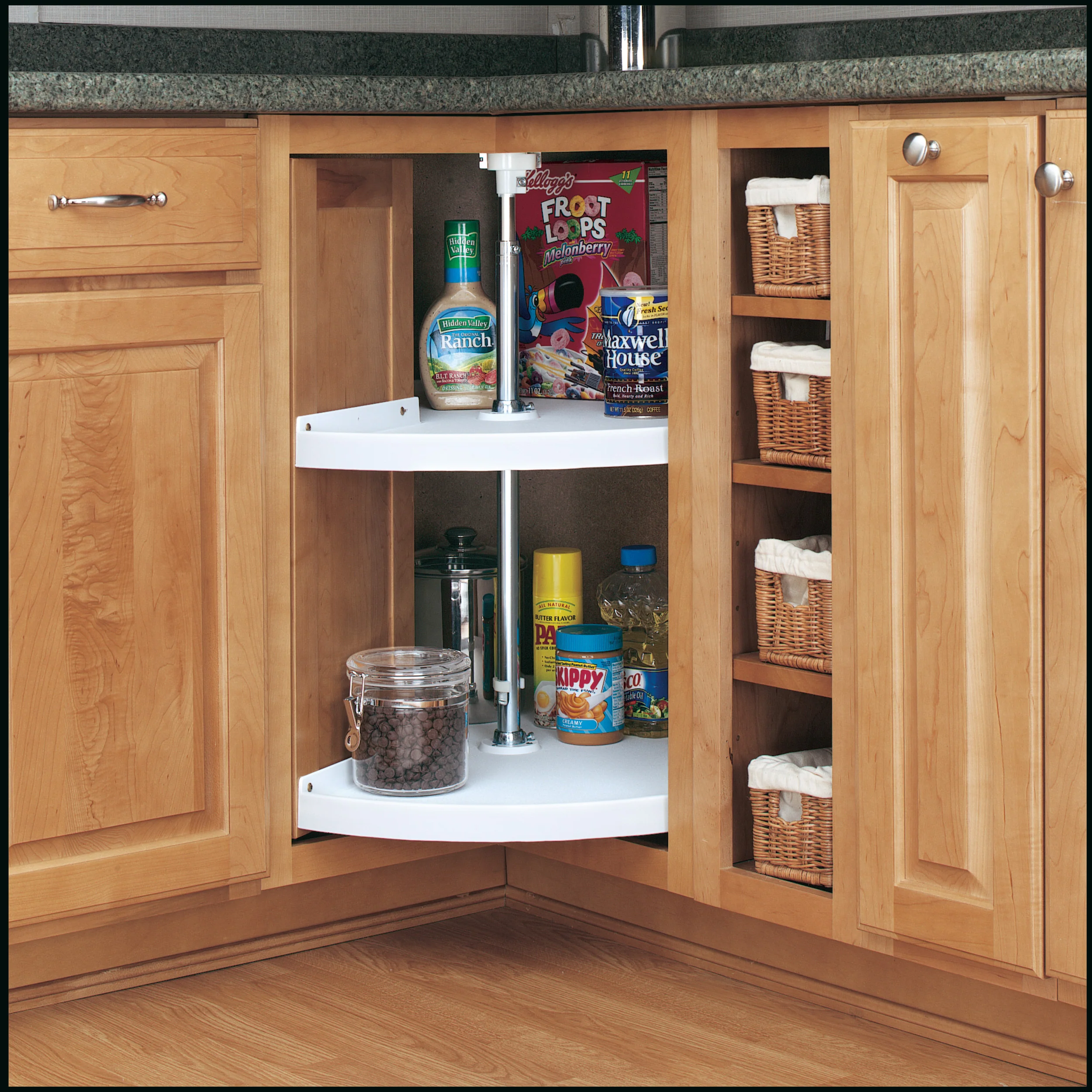 28 in White Polymer Pie-Cut Lazy Susans 2-Shelf White  28 in (711 mm) W x 28 in (711 mm) D x 26 in (660 mm) H - Image 2