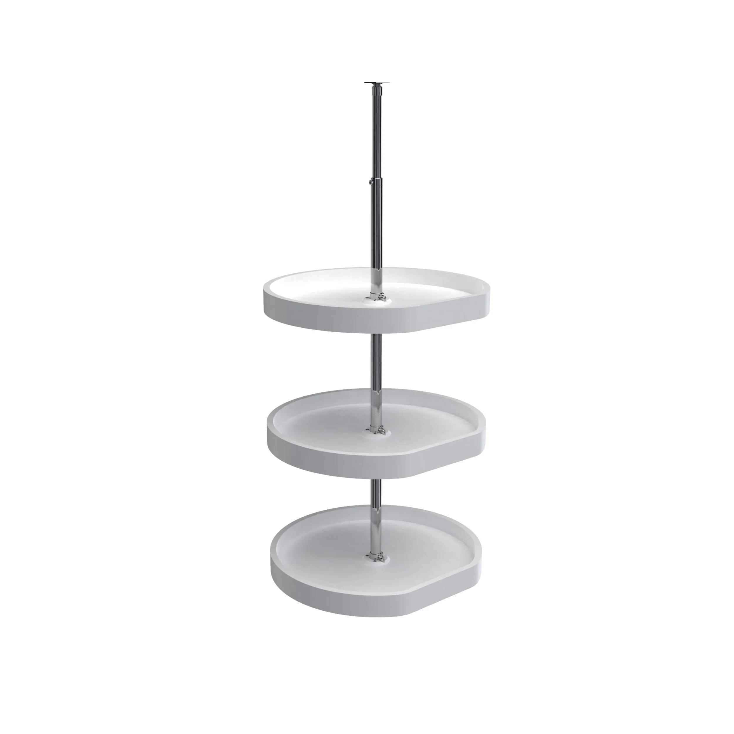 20 in White Polymer D-Shape Lazy Susans 3-Shelf White  20 in (508 mm) W x 20 in (508 mm) D x 38 in (965 mm) H - Image 2