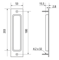 BARN DOOR FLUSH HANDLE 203X53MM MT BLK - Image 2