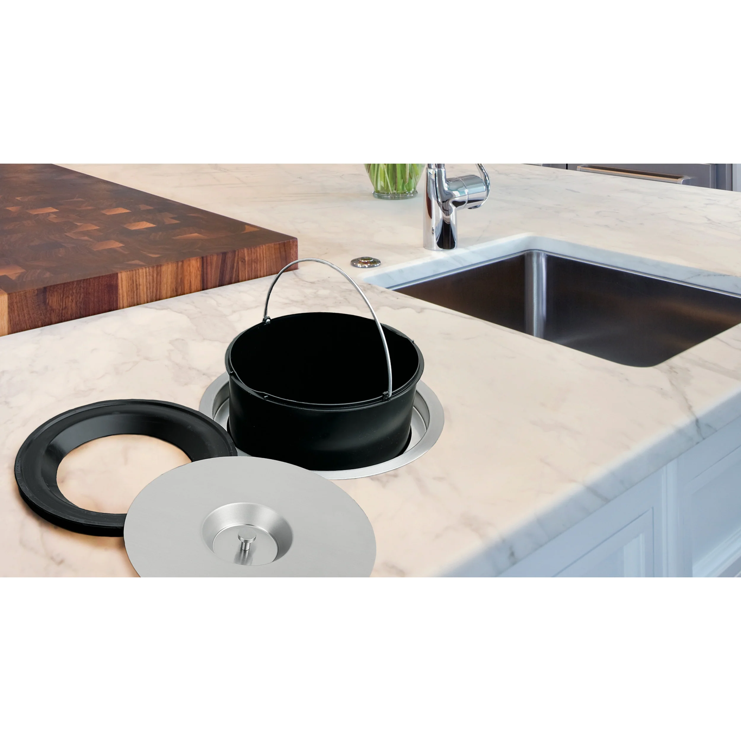 Counter mount Waste Container Stainless  12.25 in (311 mm) W x 12.25 in (311 mm) D x 13.25 in (337 mm) H - Image 4