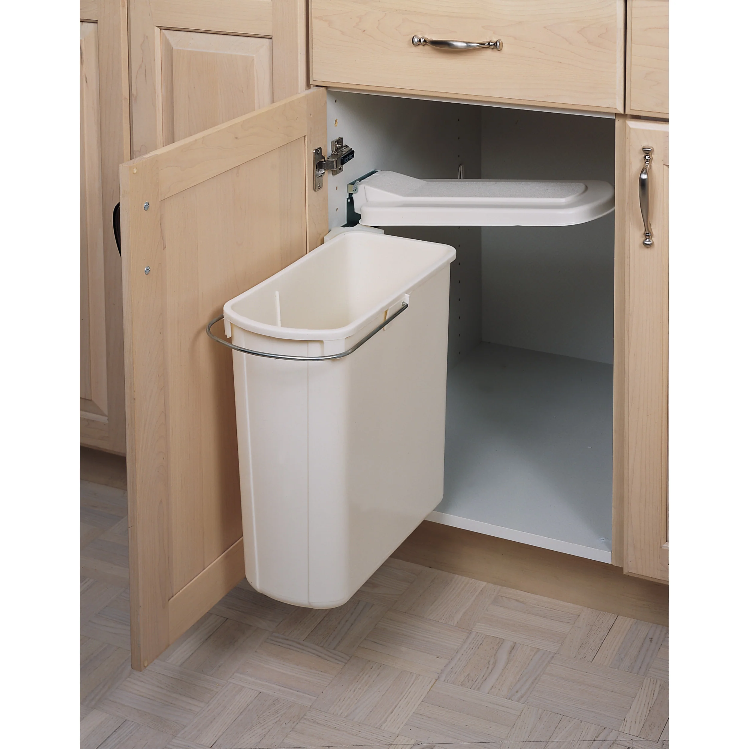 20 Liter Pivot-Out Waste Container Silver  15.75 in (400 mm) W x 7.25 in (184 mm) D x 18 in (457 mm) H - Image 3