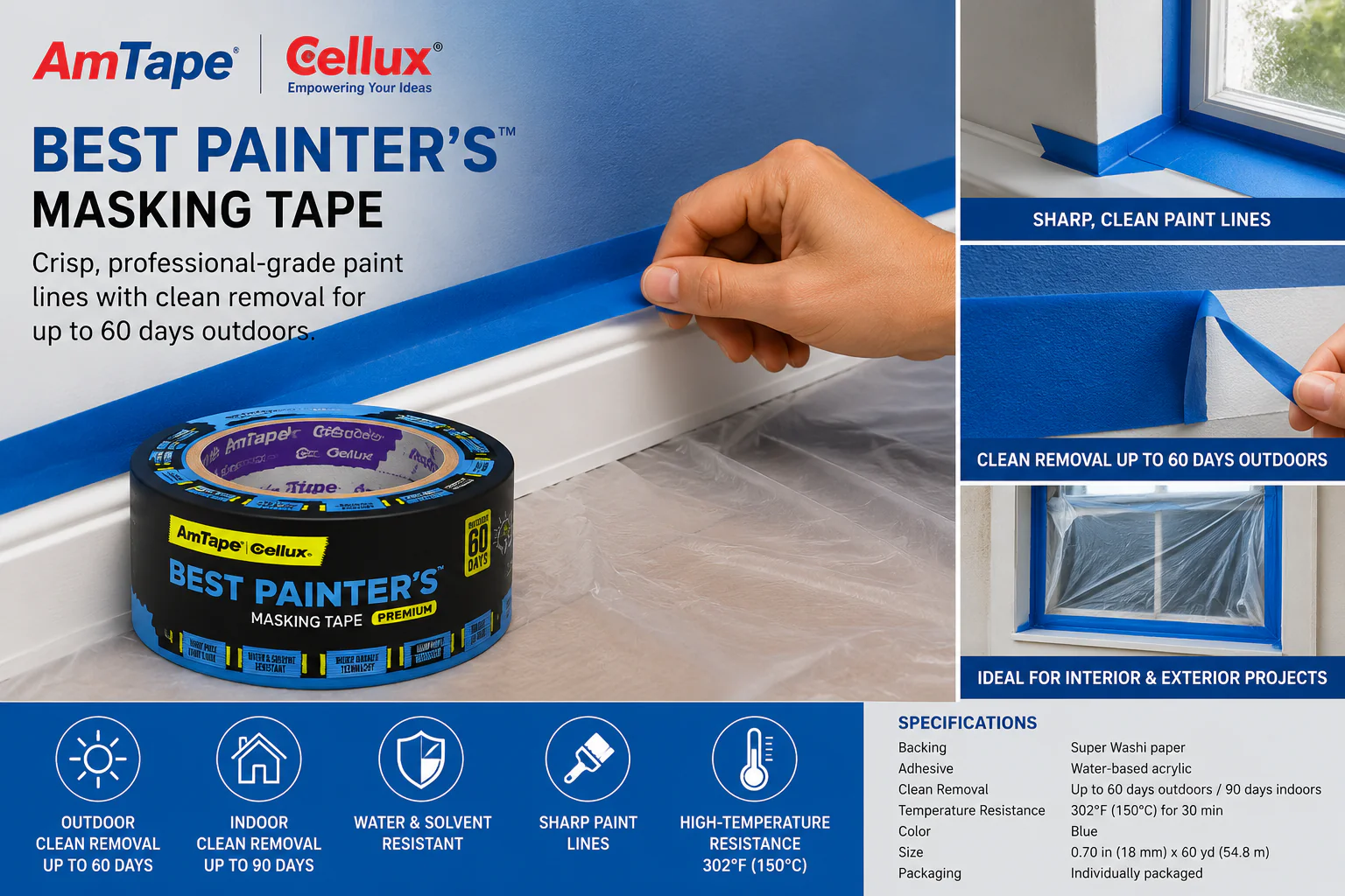 AmTape Best Painter's Masking Tape Blue - Image 2