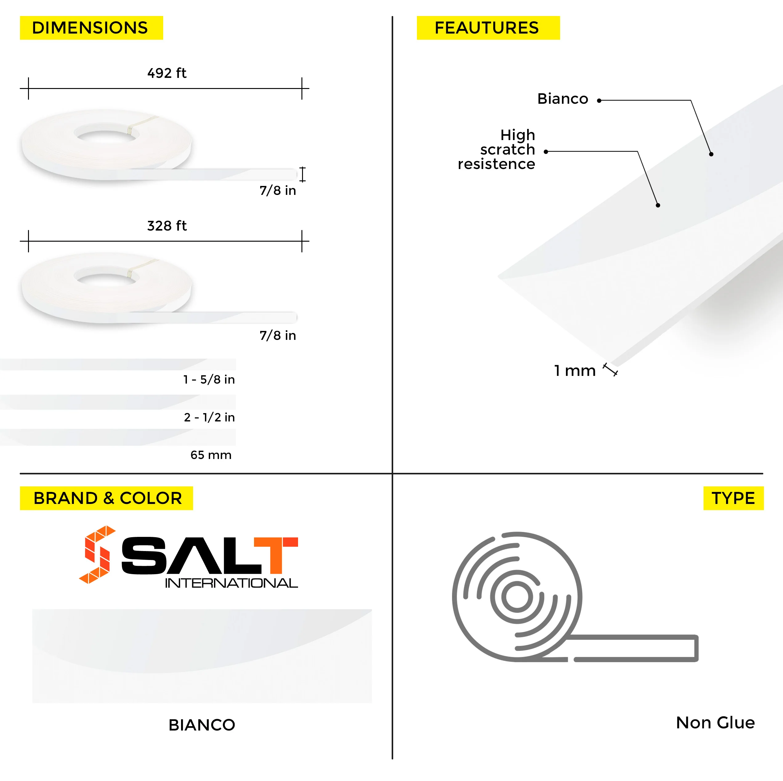 Bianco PVC Edge Banding (328 ft x 1 mm) - Image 4