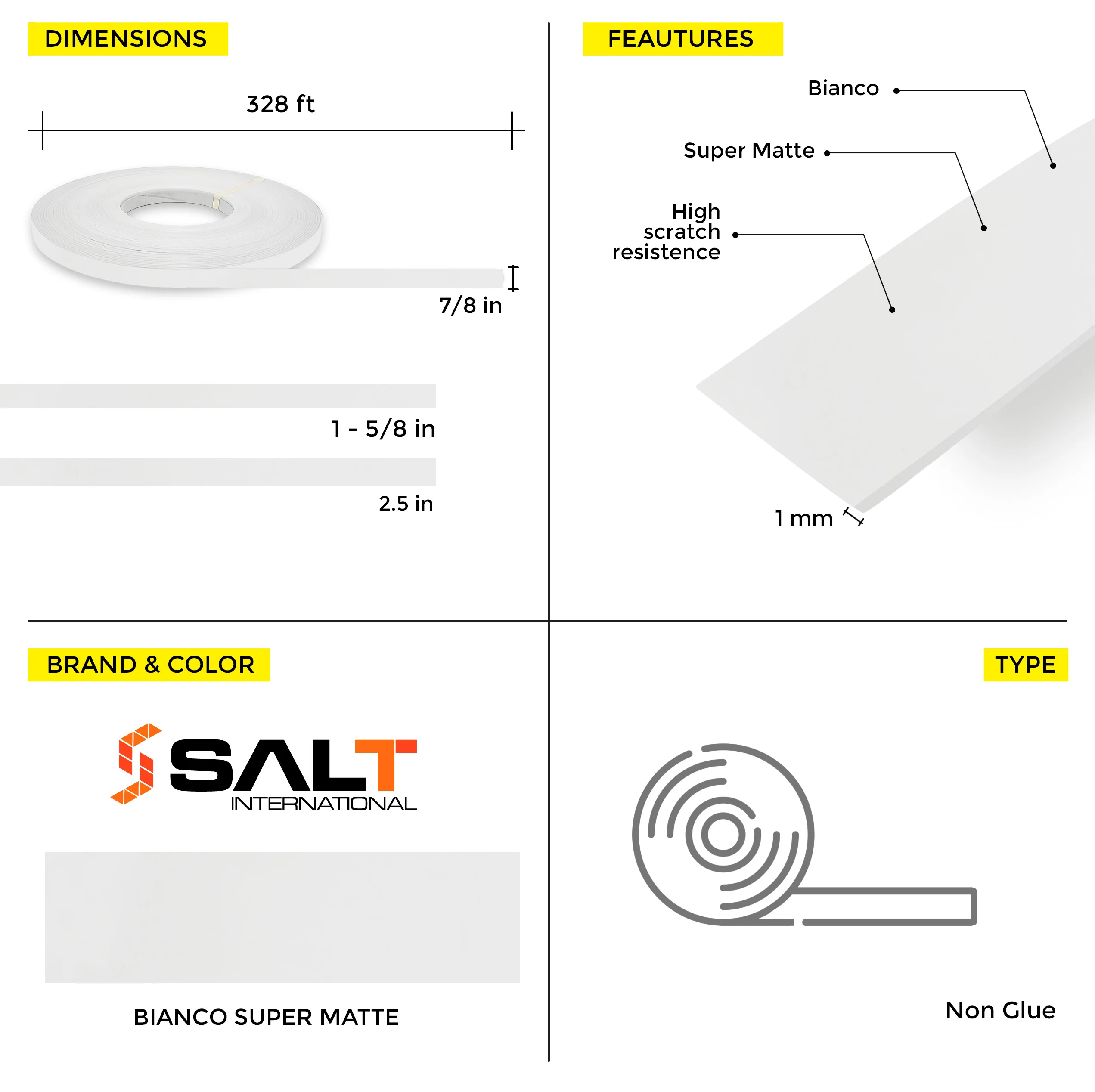 Bianco Super Matte PVC Edge Banding (328 ft x 1 mm) - Image 29