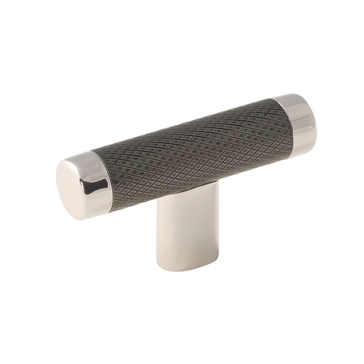Knob Polished Nickel/Gunmetal 5/8(16) L X 3/8(10) W