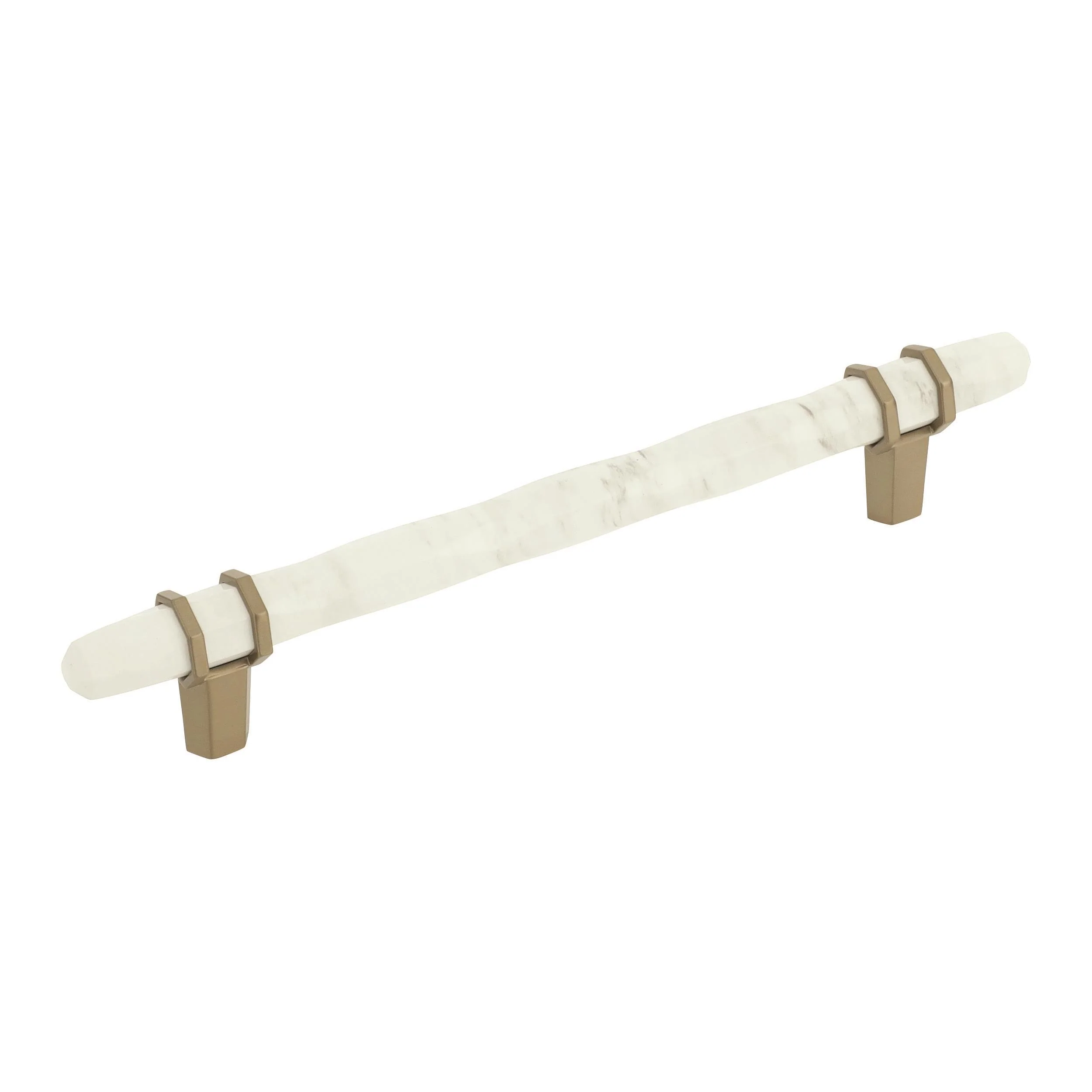 Pull Marble White/Golden Champagne 9/16(14) L X 3/8(10) W