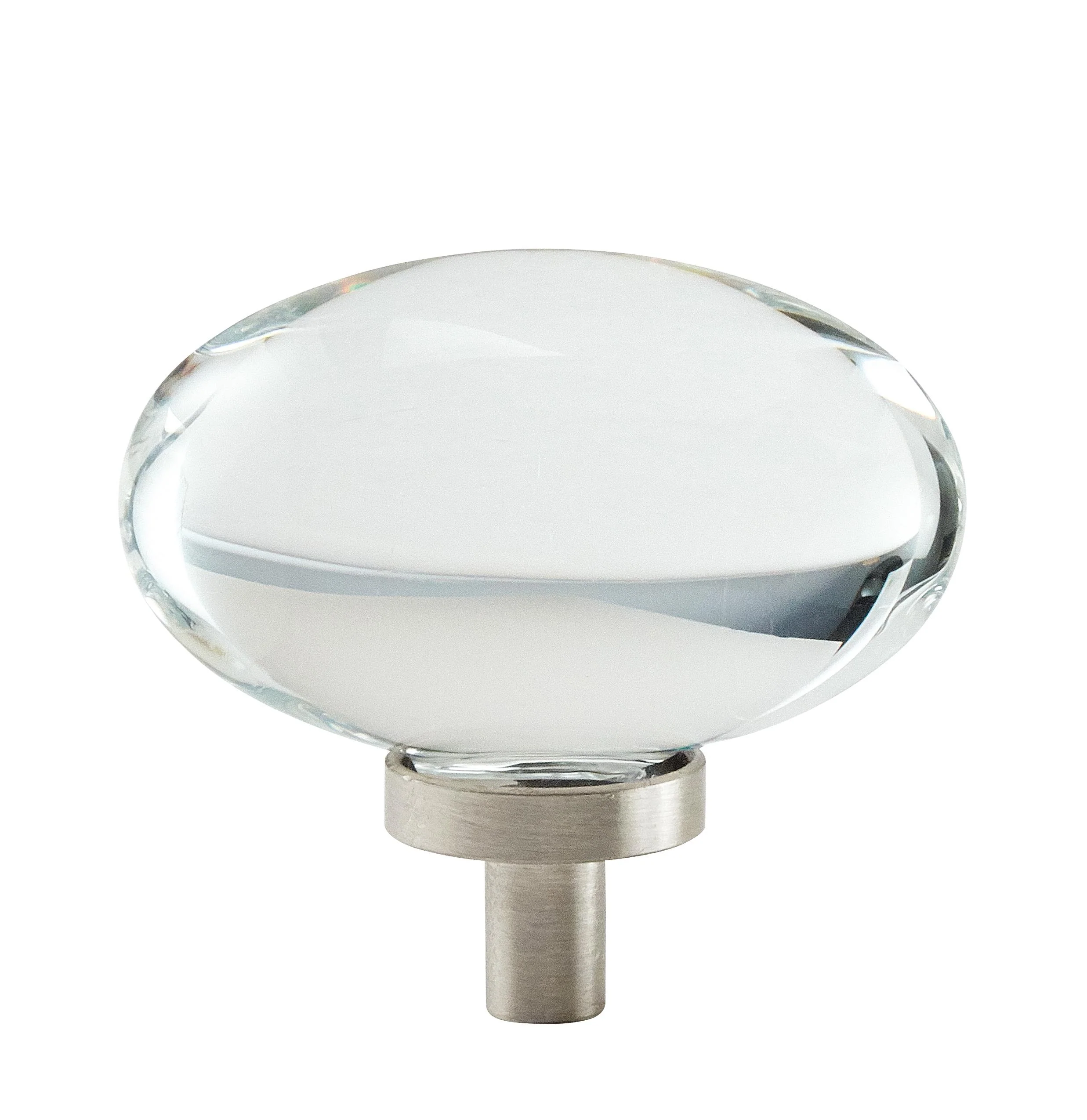 Knob Clear/Satin Nickel  9/16(14) DIA