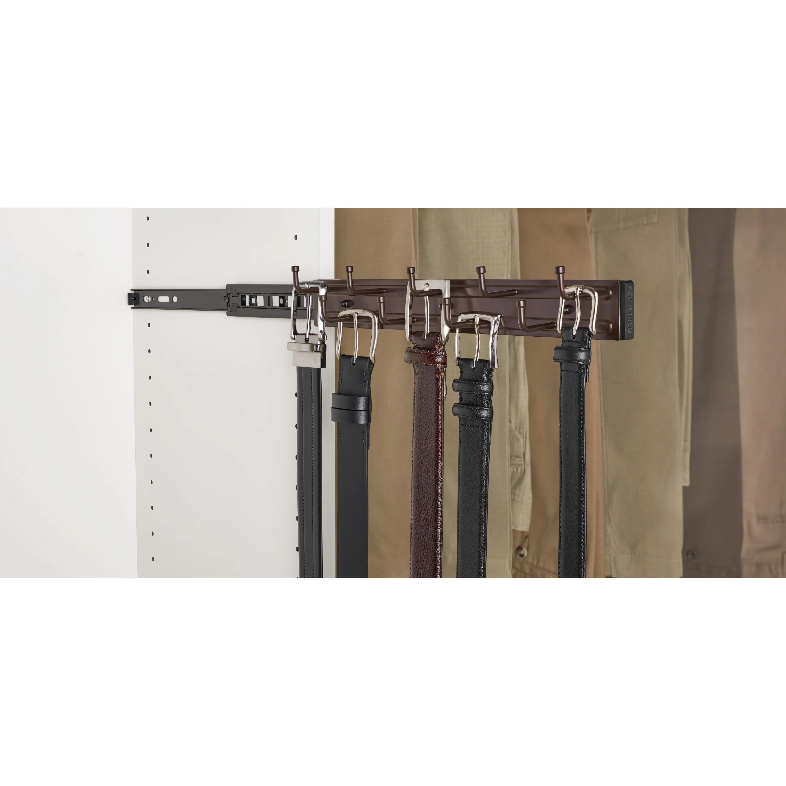 14 in Oil Rubbed Bronze Pullout Belt Rack Oil Rubbed Bronze  2.5 in (64 mm) W x 14 in (356 mm) D x 1.88 in (48 mm) H