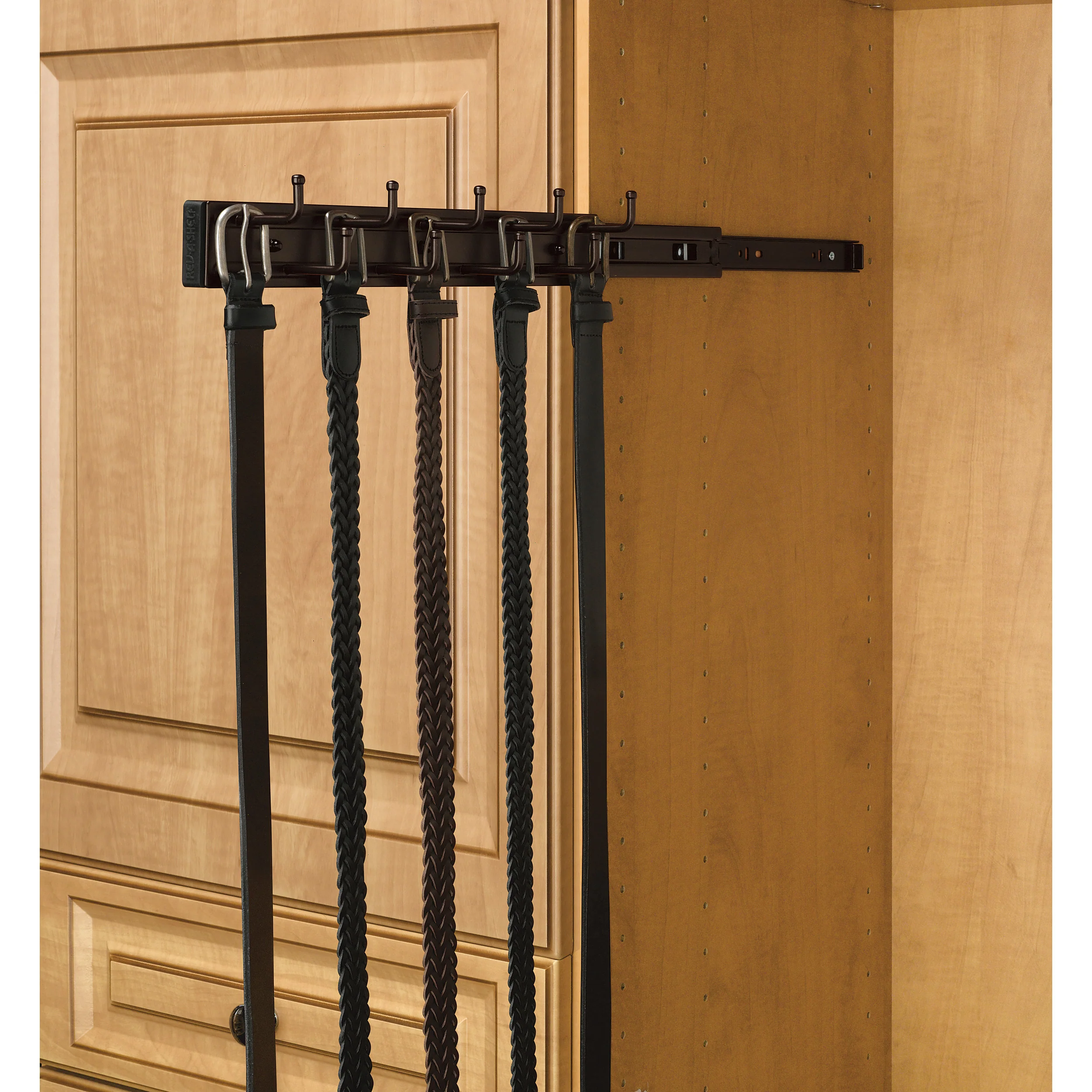 14 in Oil Rubbed Bronze Pullout Belt Rack Oil Rubbed Bronze  2.5 in (64 mm) W x 14 in (356 mm) D x 1.88 in (48 mm) H - Image 4