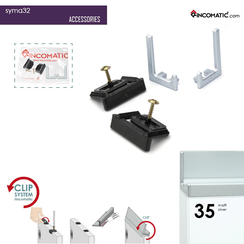 SYMA32 KIT END CAP+2CLIPS SILVER MT - Image 3
