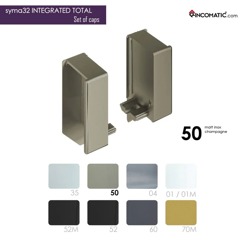Set of End Caps SYMA32 Integrated-Total (Interior LEFT + Interior RIGHT) Matt Inox Champagne
