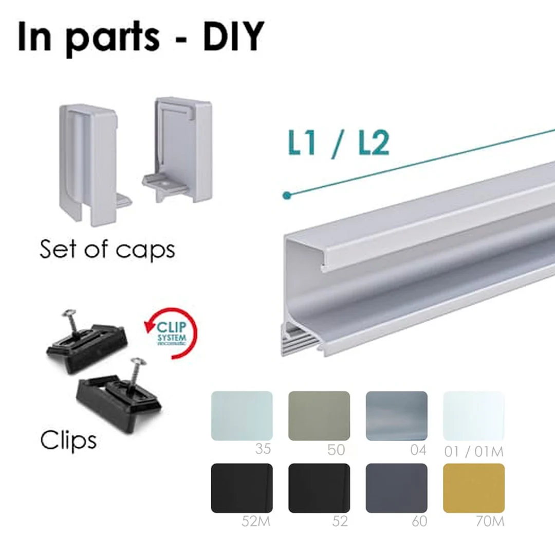 Set of End Caps SYMAG 32 (L+R End Caps +2clips +2screws) - Anthracite Grey - Image 2