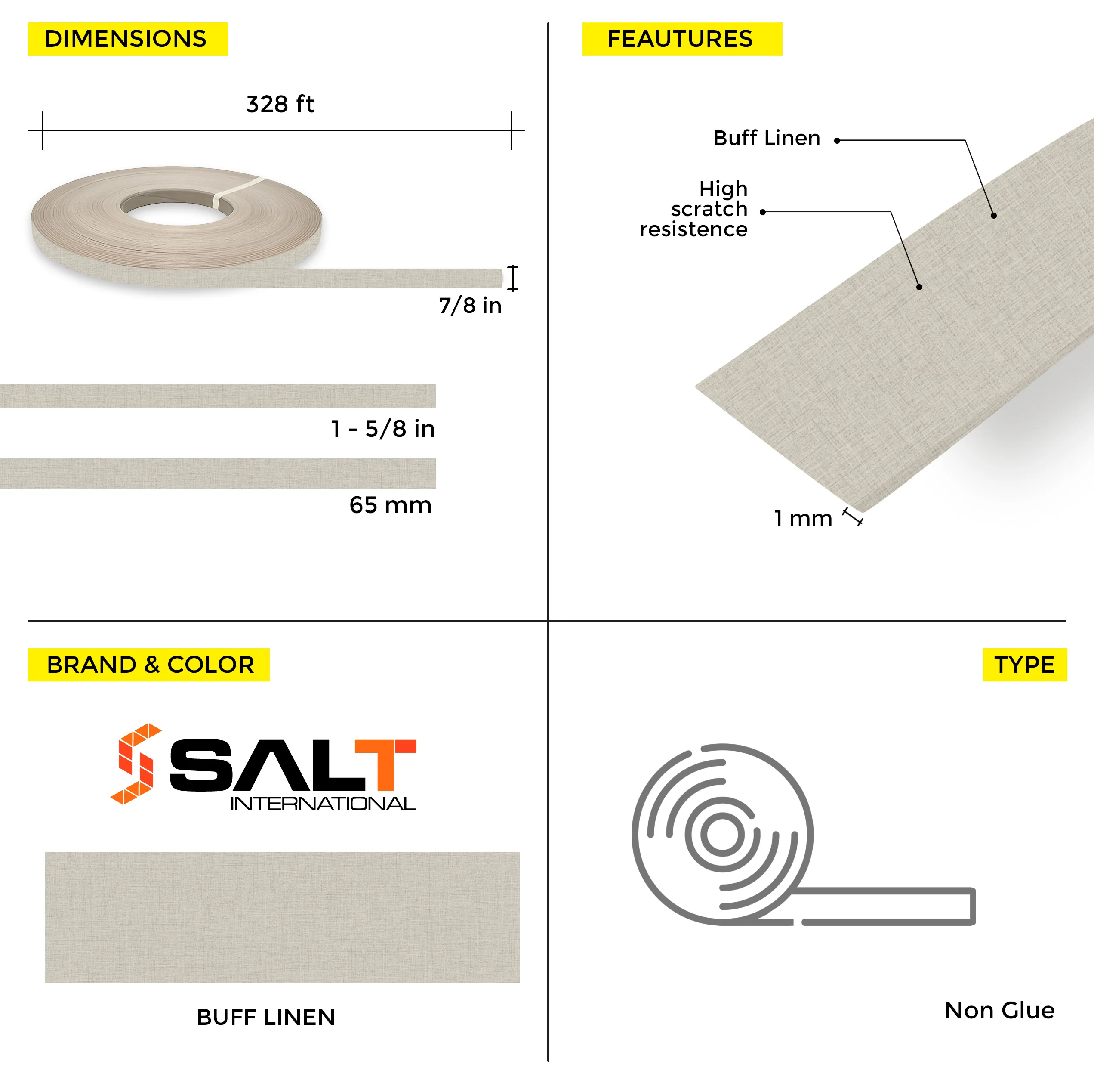 Buff Linen PVC Edge Banding (328 ft x 1 mm) - Image 13