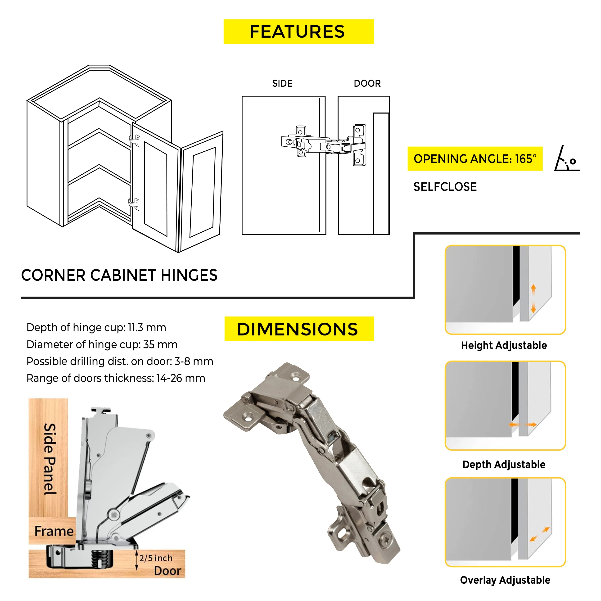 Clip-On Hinge 165Â° Opening Angle - Image 4