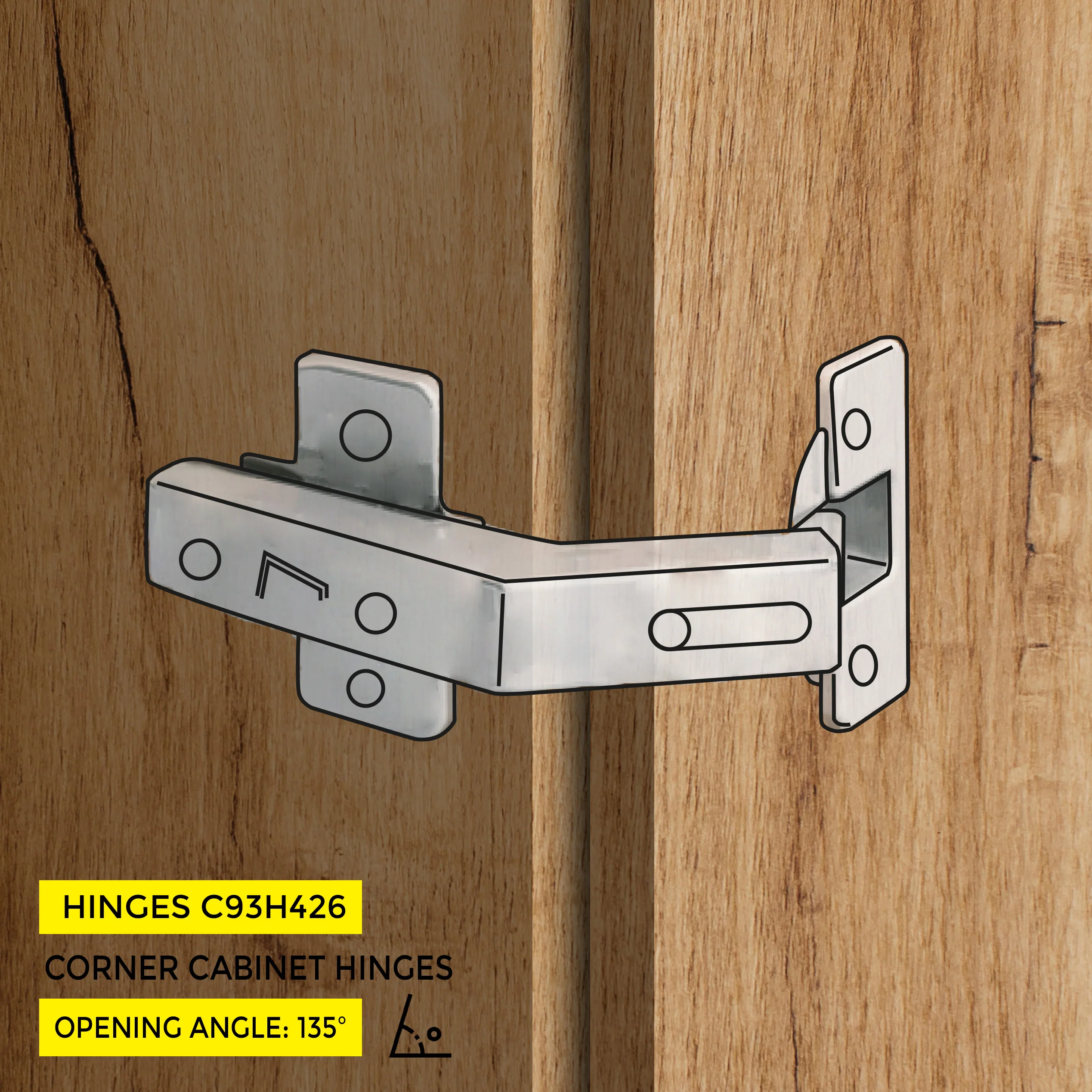 Clip-On Hinge 135Â° Pie Cut - Image 3