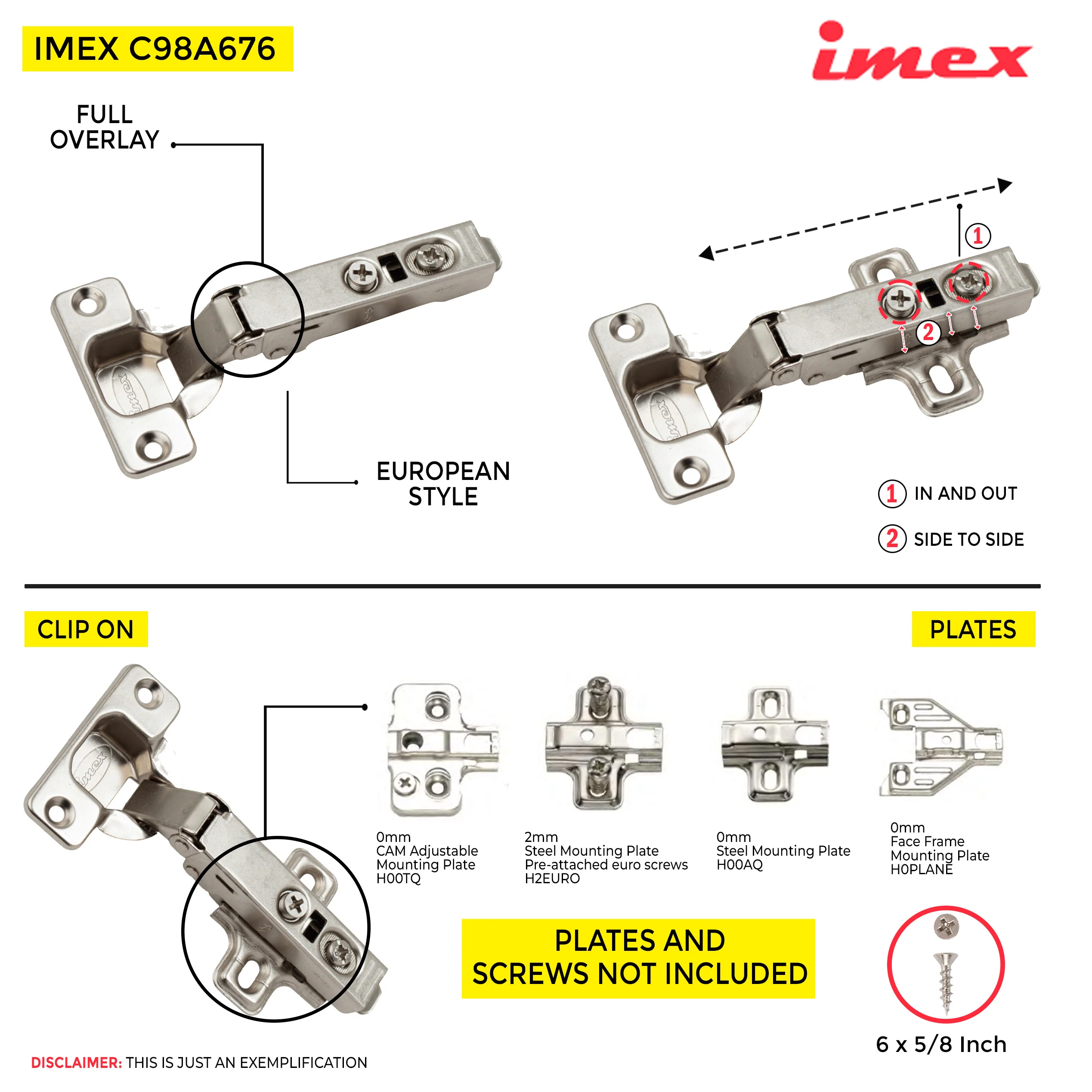 Clip-On Hinge Full Ov C=0 W/Plastic Dow - Image 5