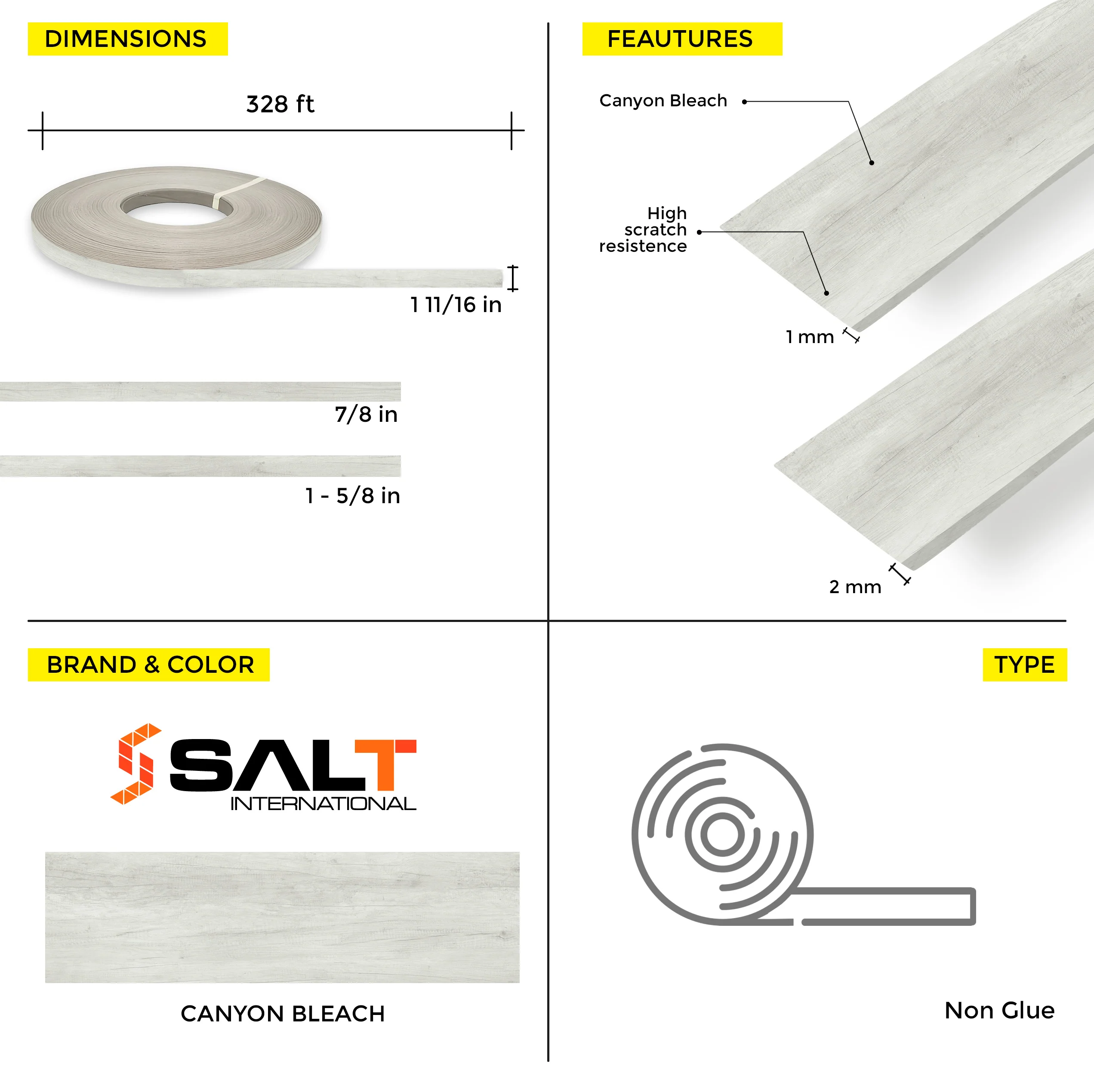Canyon Bleach PVC Edge Banding (328 ft x 1 mm) - Image 3