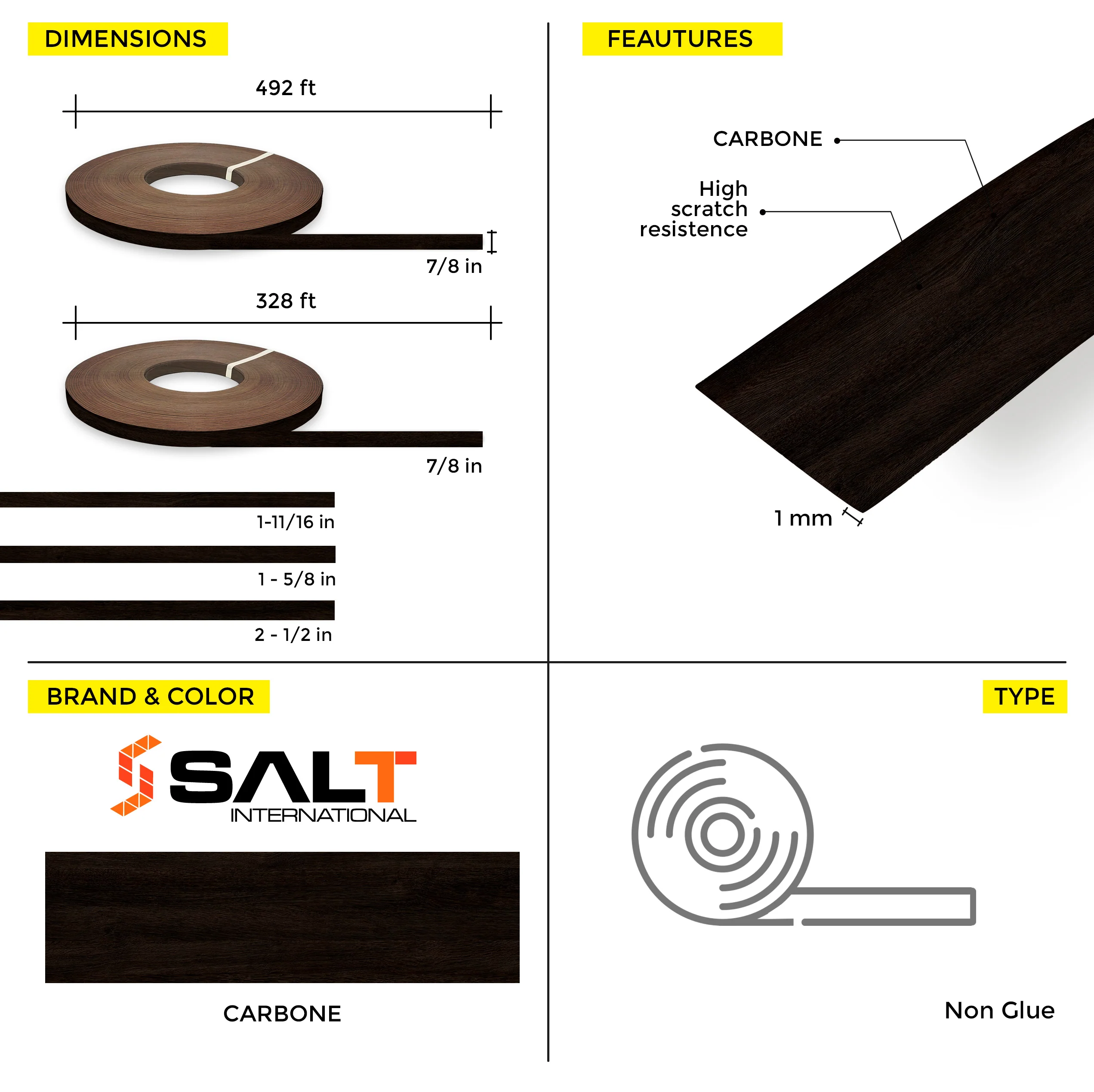 Carbone PVC Edge Banding (328 ft x 1 mm) - Image 38