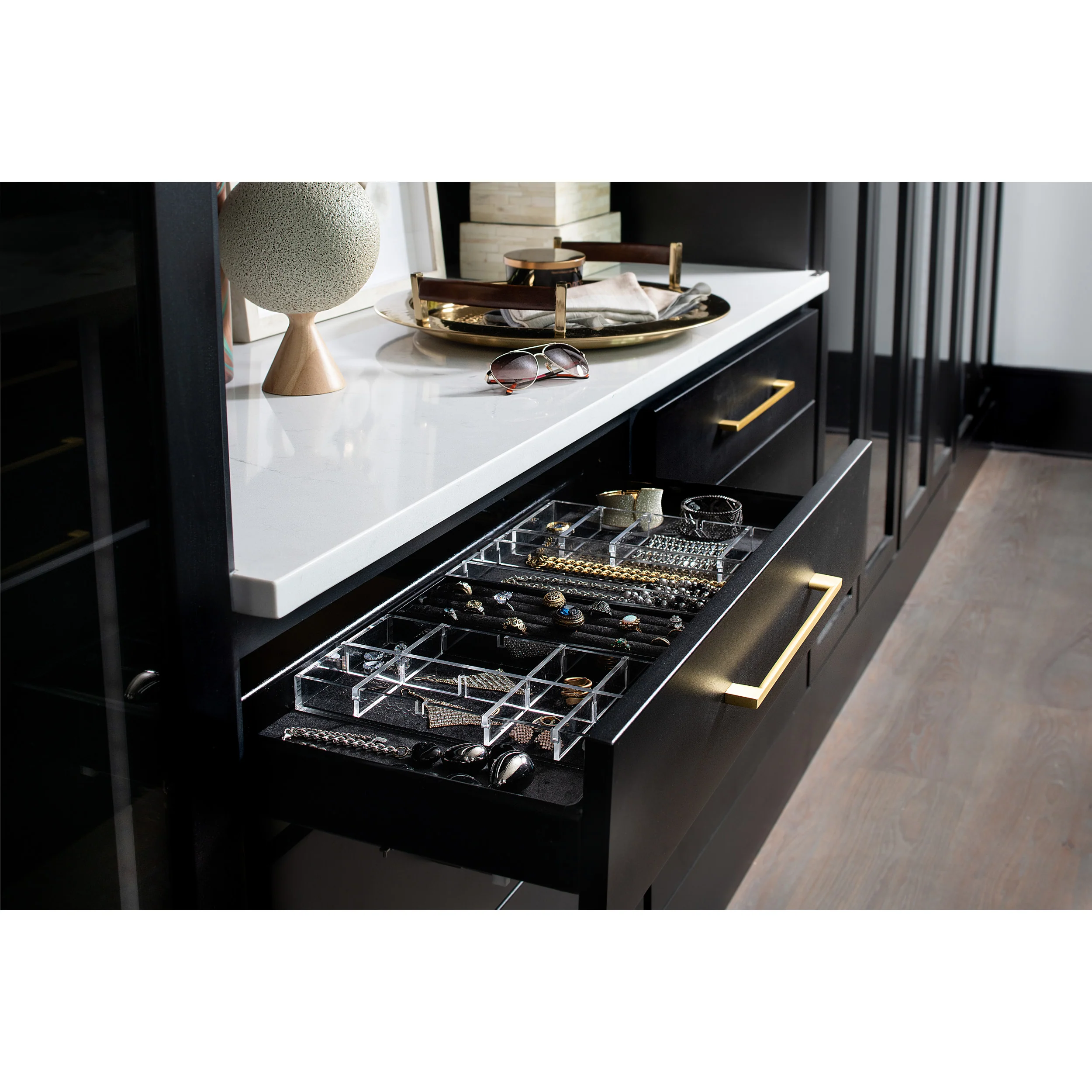 Jewelry Drawer Standard Insert mounting Bracket Black 1.8 in (46 mm) W x 1 in (25 mm) D x 3 in (76 mm) H - Image 2