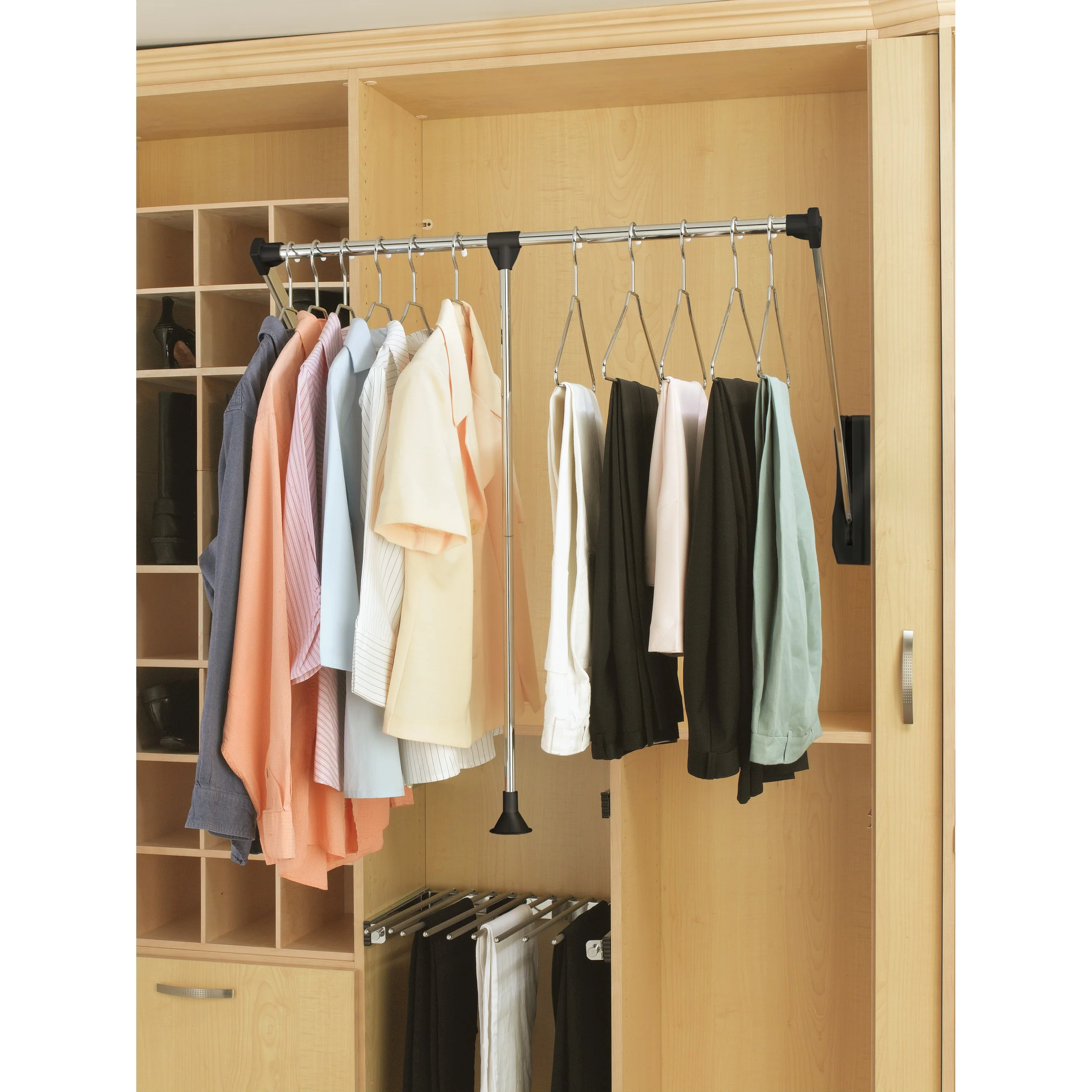 Adj. Pull-Down Closet Rod 21.5 in- 26 in Chrome  21.5 in (546 mm) W x 4 in (102 mm) D x 34.75 in (883 mm) H - Image 6