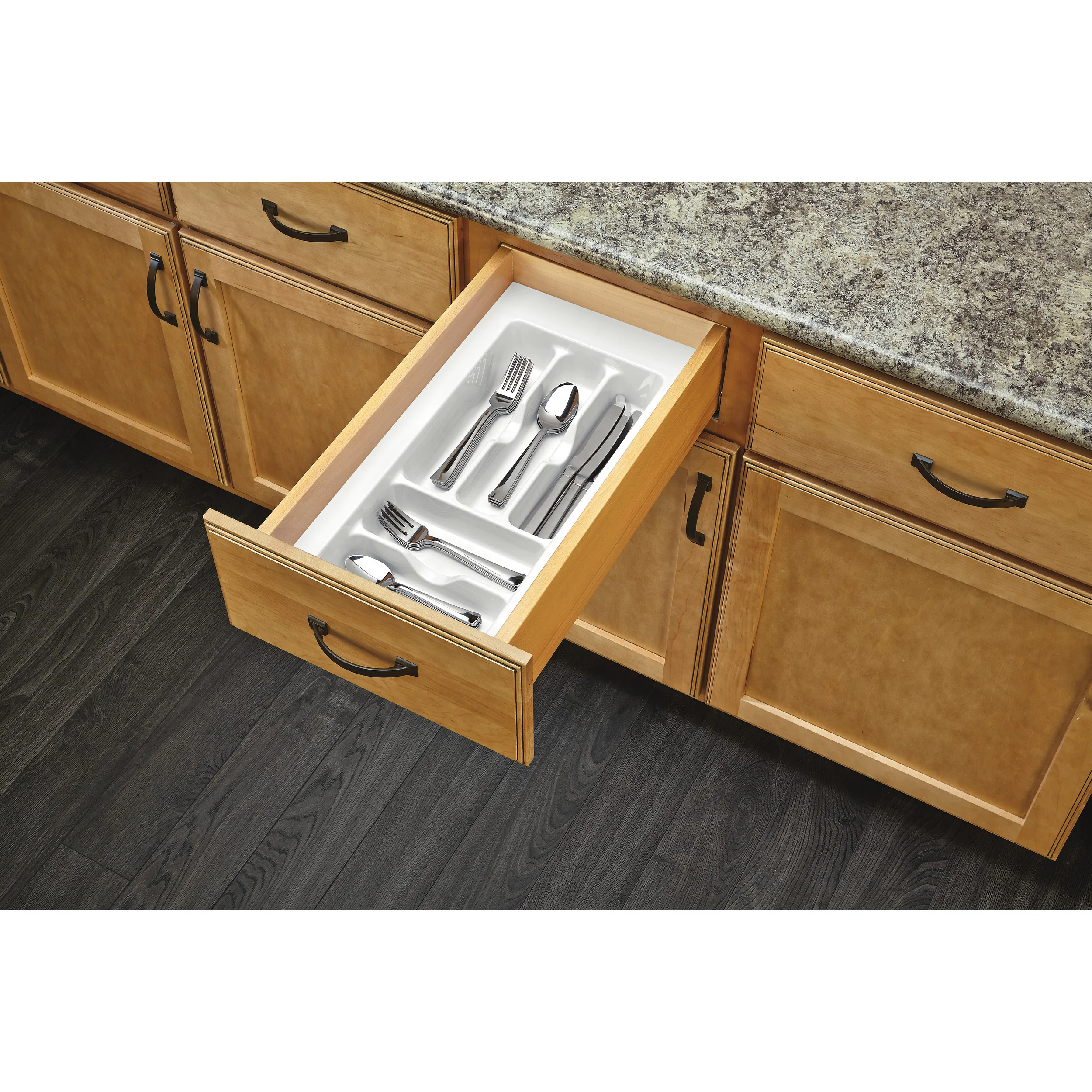 Small White Cutlery Drawer Organizer White  11.5 in (292 mm) W x 21.25 in (540 mm) D x 2.38 in (60 mm) H - Image 2