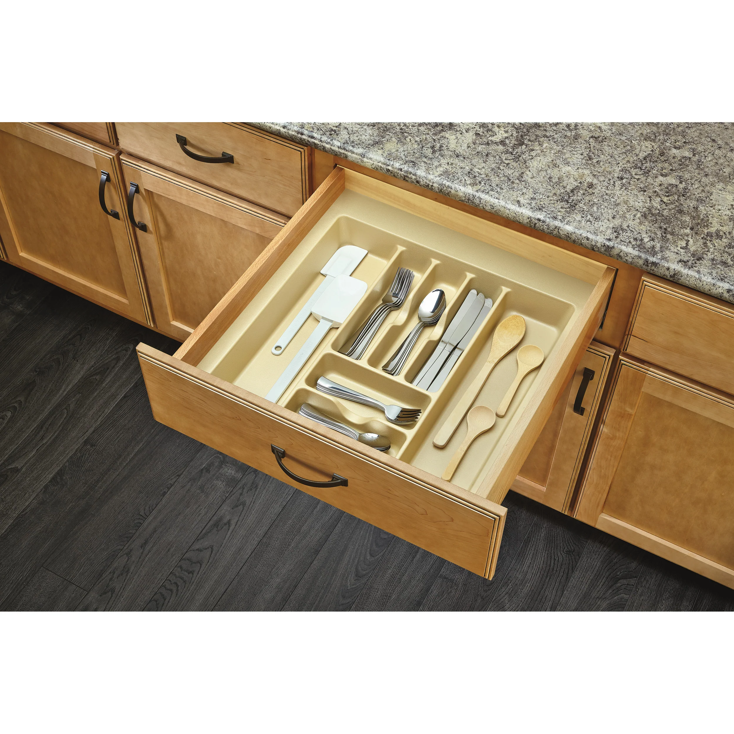 Extra Large Almond Cutlery Organizer Almond  21.88 in (556 mm) W x 21.25 in (540 mm) D x 2.38 in (60 mm) H - Image 4