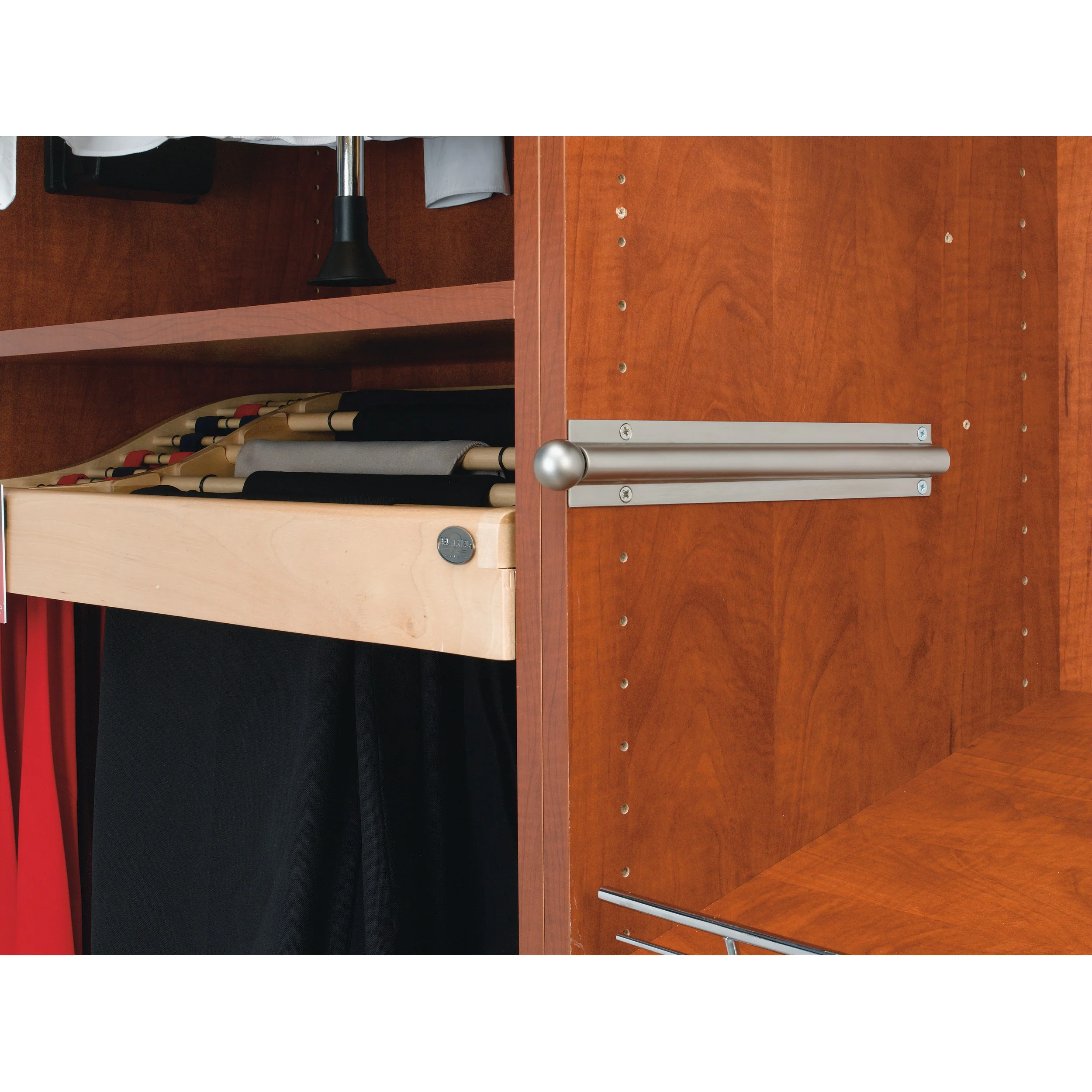 OBSOLETE  12 in Satin Nickel Standard Valet Rod Satin Nickel  0.75 in (19 mm) W x 11.88 in (302 mm) D x 1.56 in (40 mm) H - Image 4