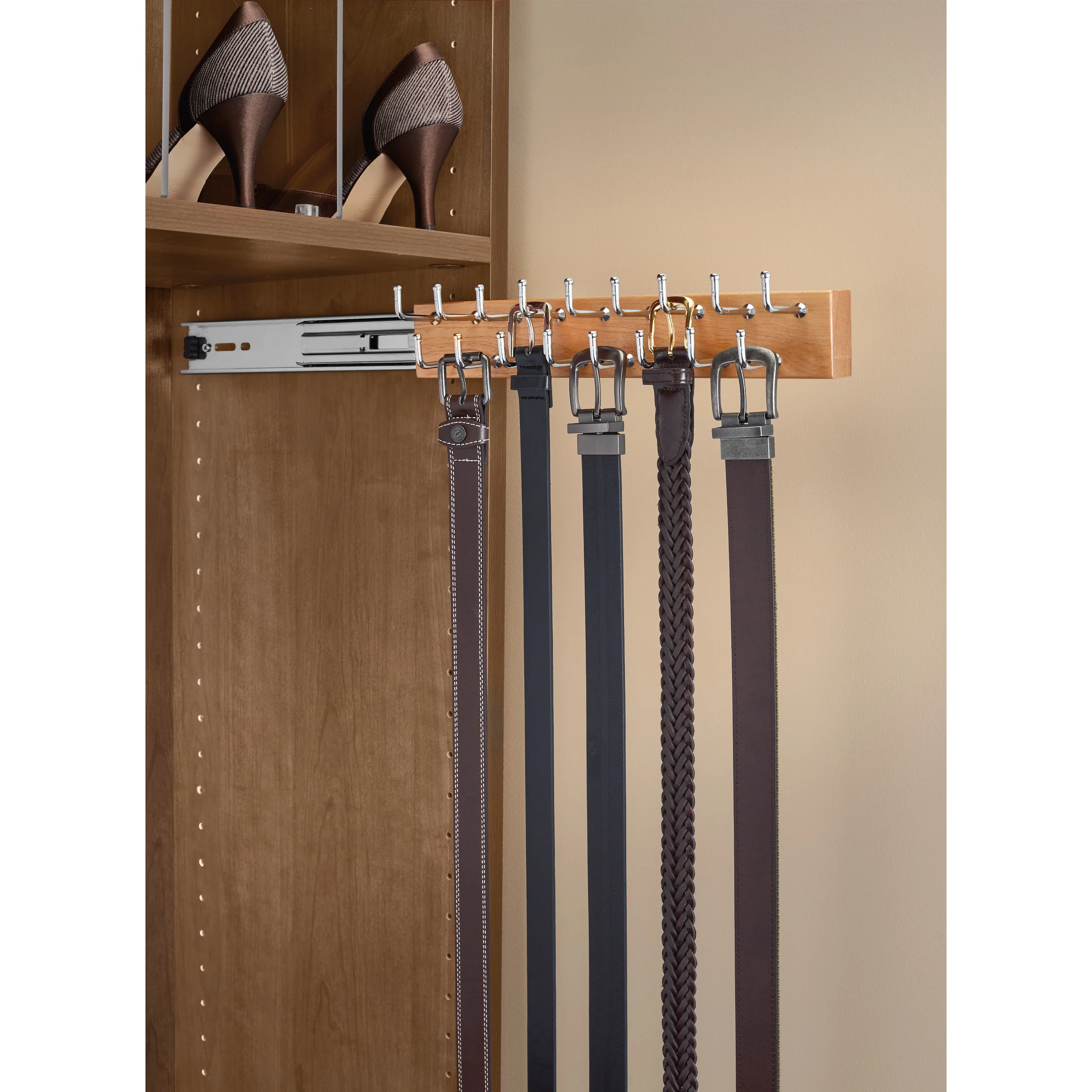 14 in Natural Side mount Belt Rack Natural  2.75 in (70 mm) W x 13.88 in (353 mm) D x 2.88 in (73 mm) H - Image 3