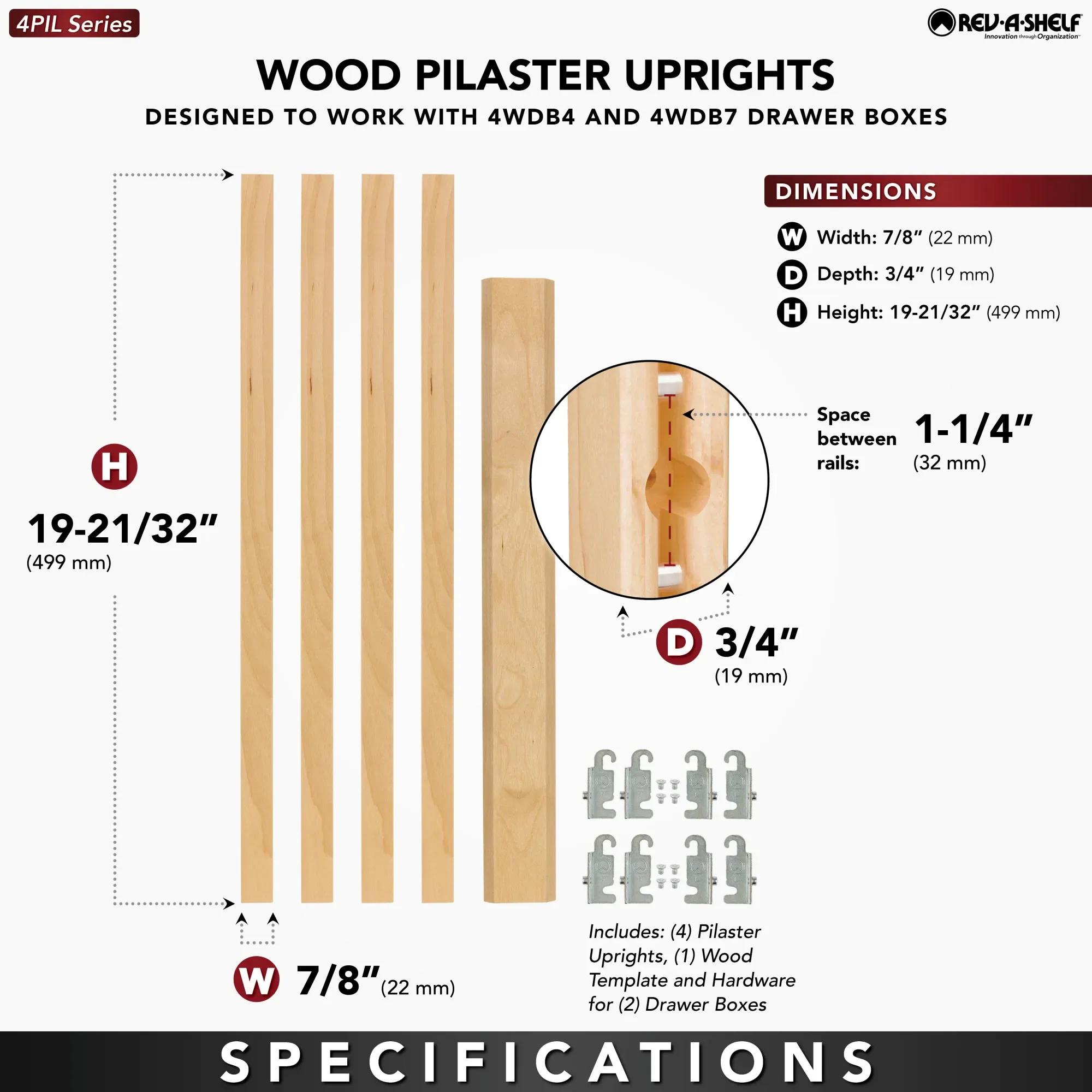Drawer 4PIL Wood Pilaster System - Image 4