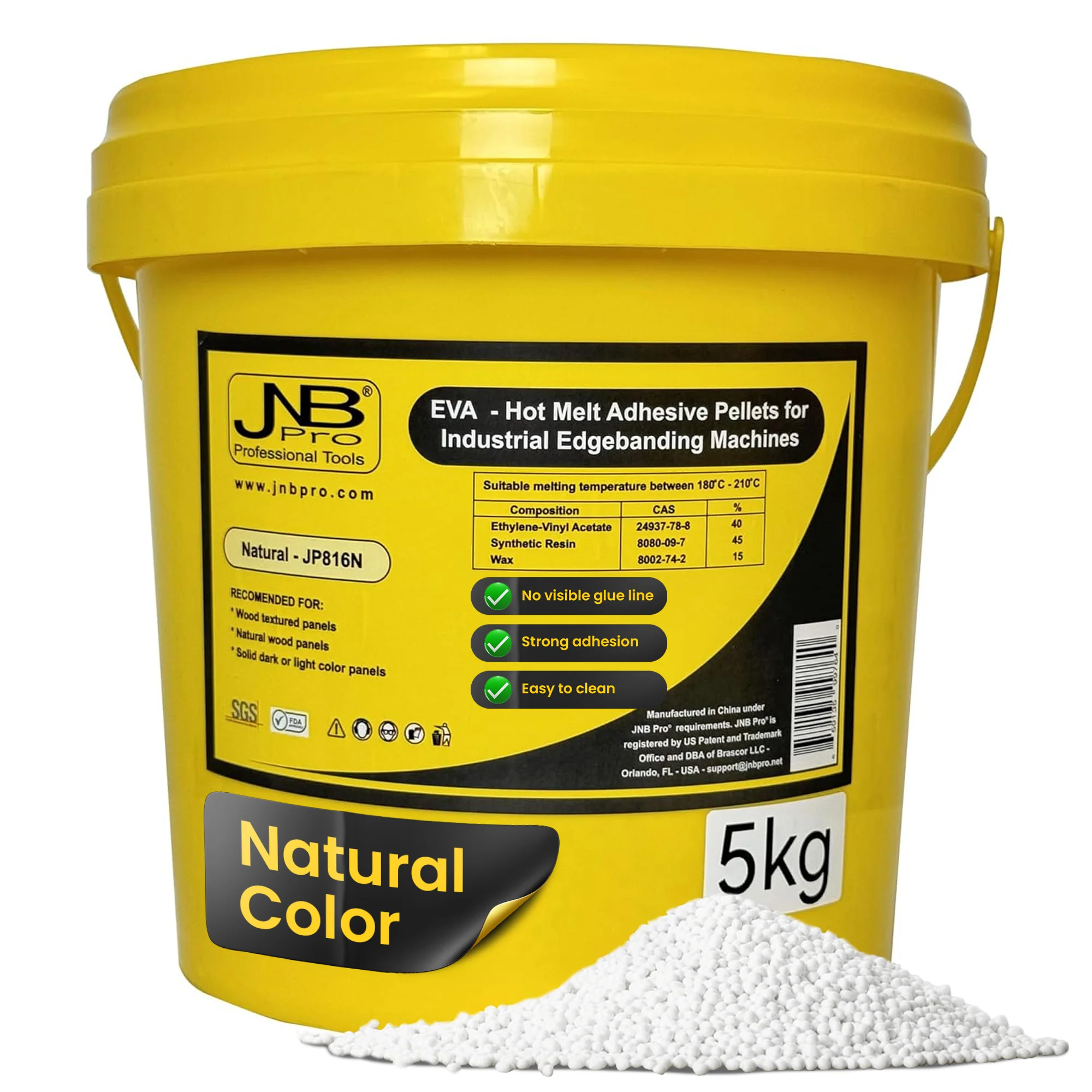 JNB Natural EVA Hot Melt Edgebanding Glue - 5 kg (11 lb)