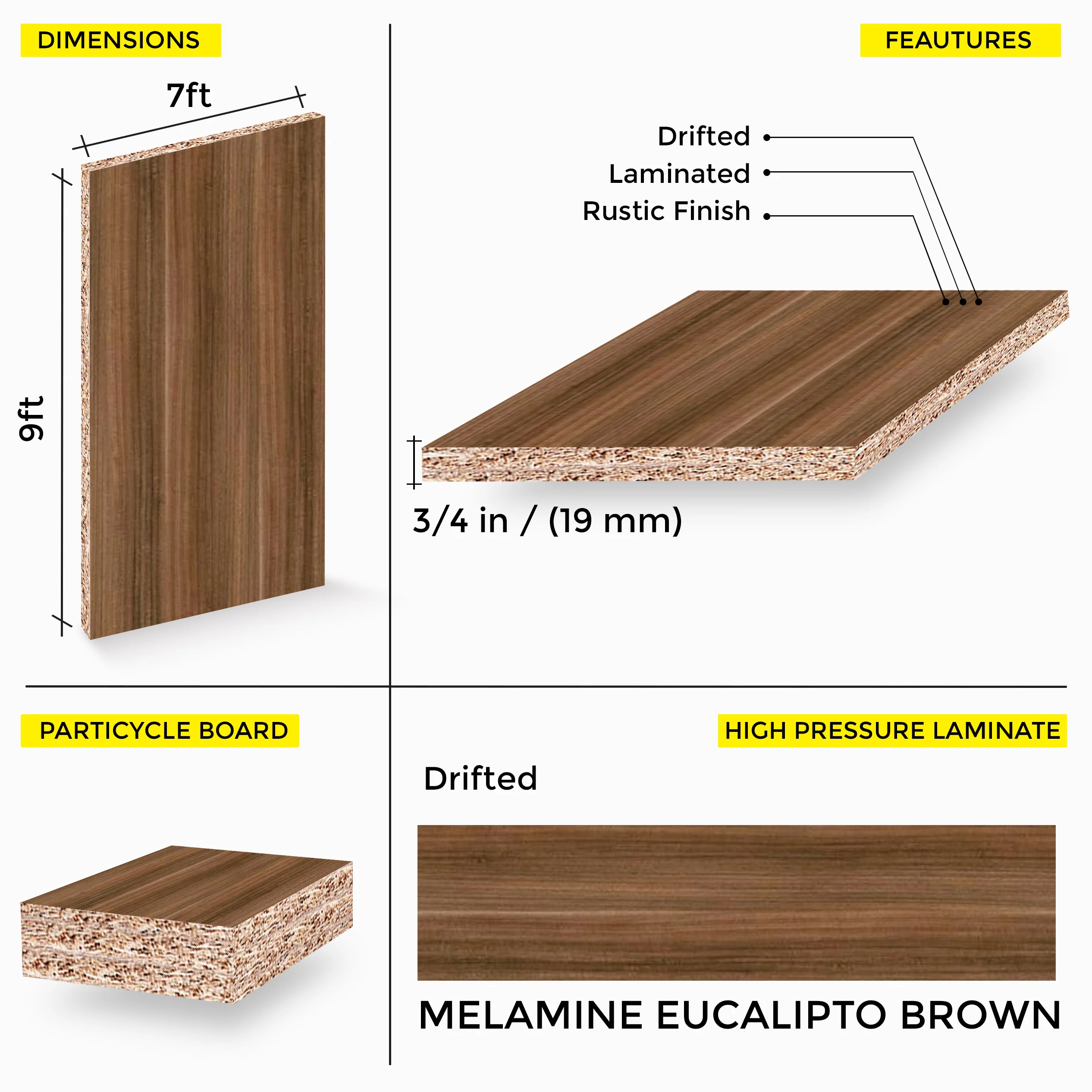 Eucalipto Brown Melamine 7 Ft X 9 Ft - Image 5