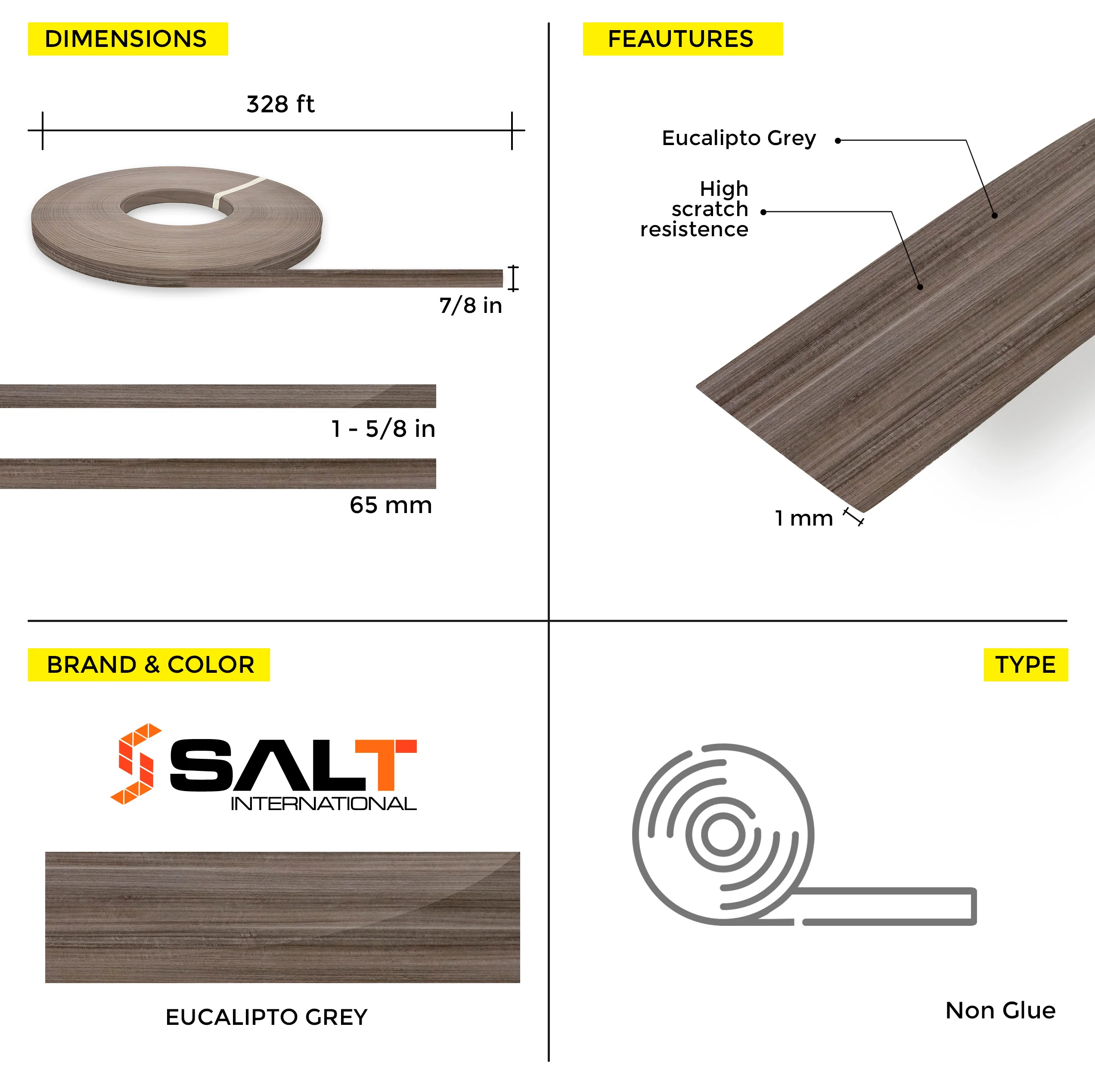 Eucalipto Gray PVC Edge Banding (328 ft x 1 mm) - Image 10