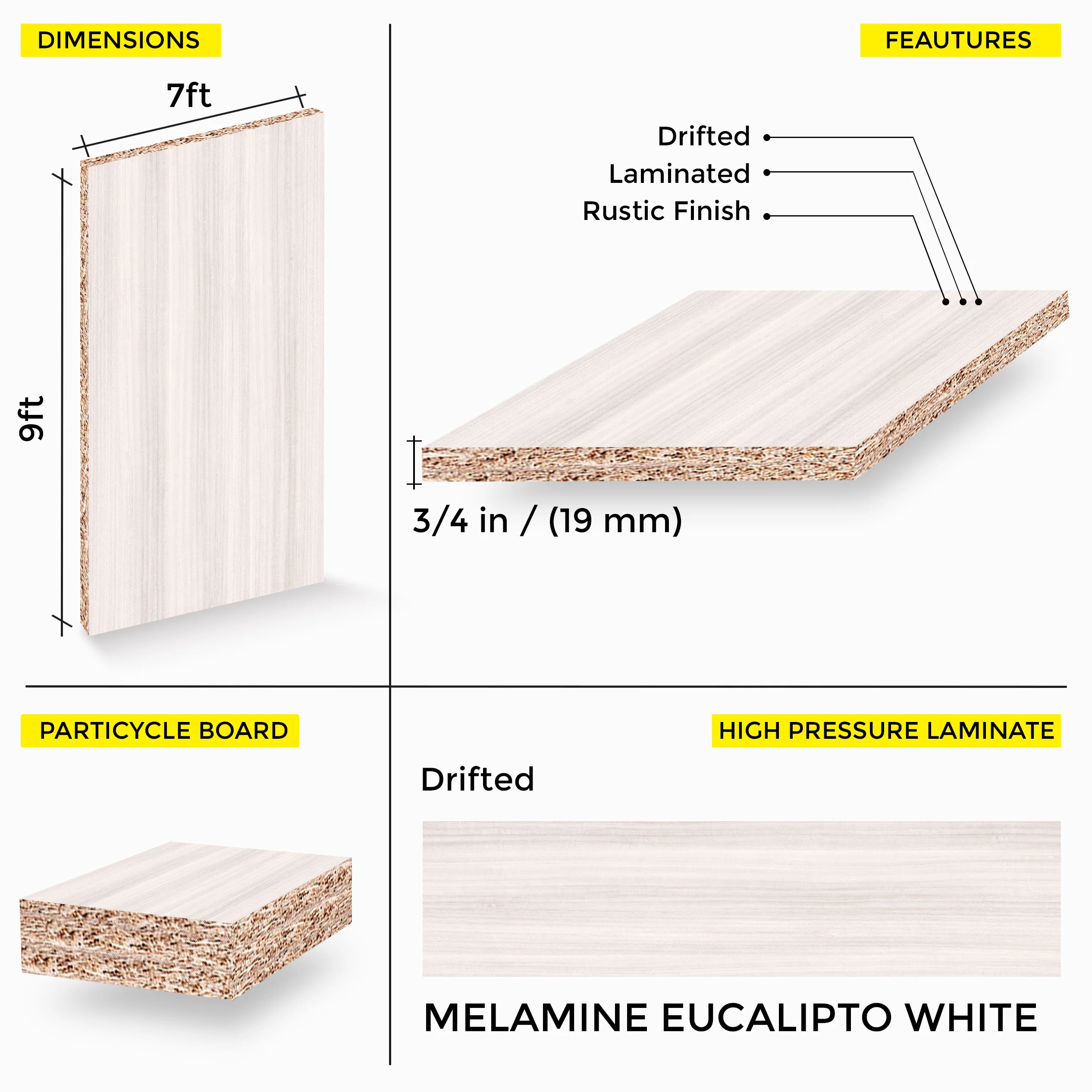 Eucalipto White Melamine 7 Ft X 9 Ft - Image 4