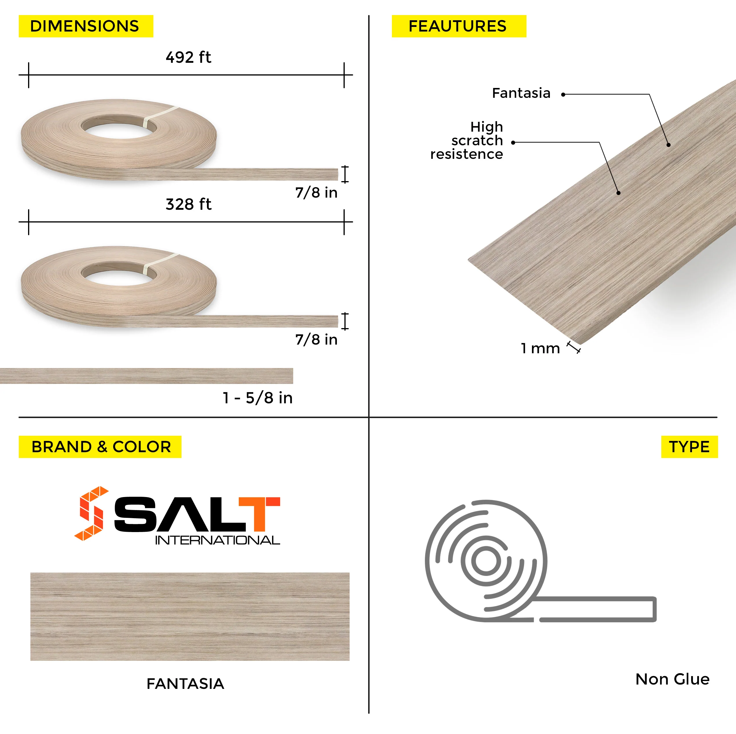 Fantasia PVC Edge Banding (328 ft x 1 mm) - Image 3